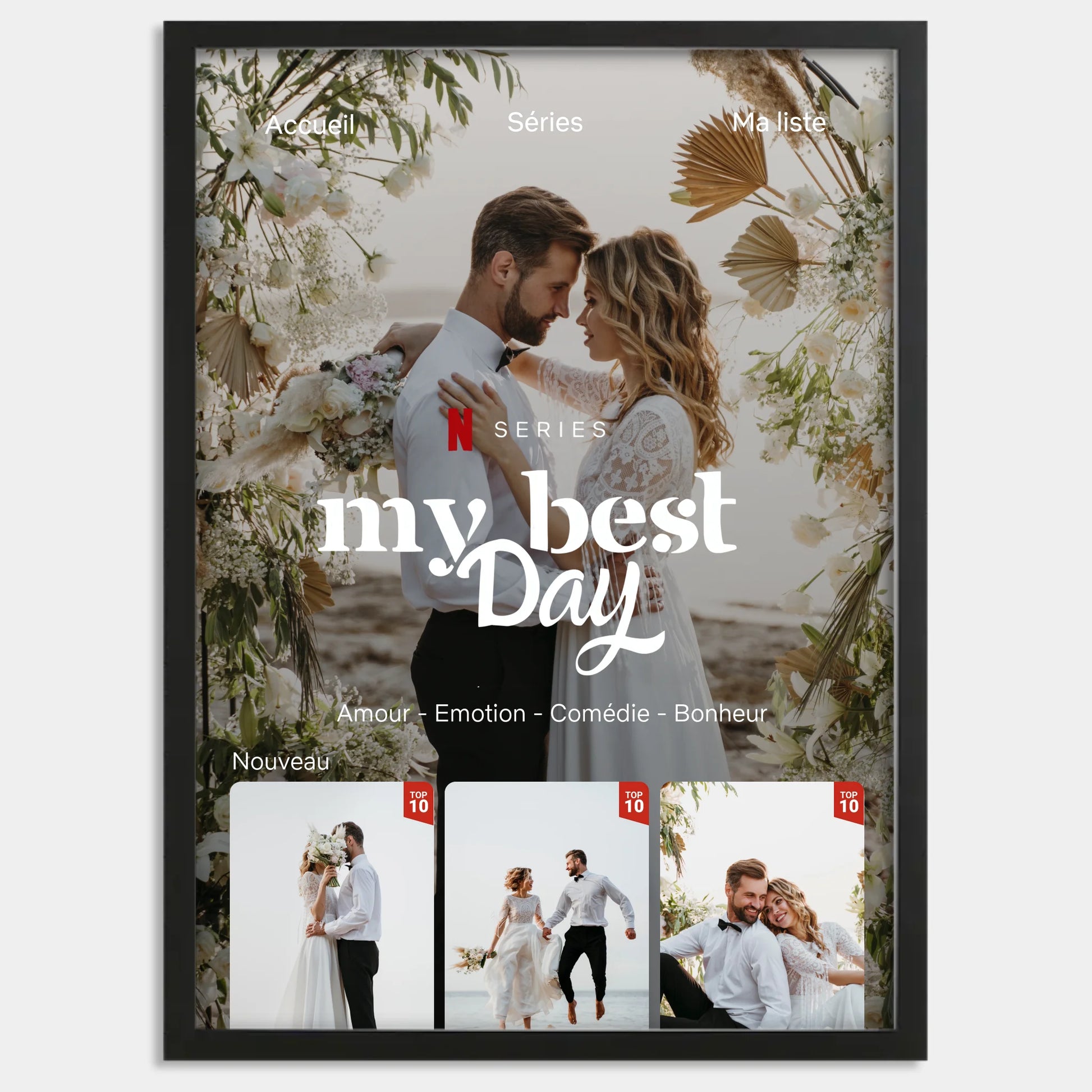 Cadre bois noir personnalisé cadeau