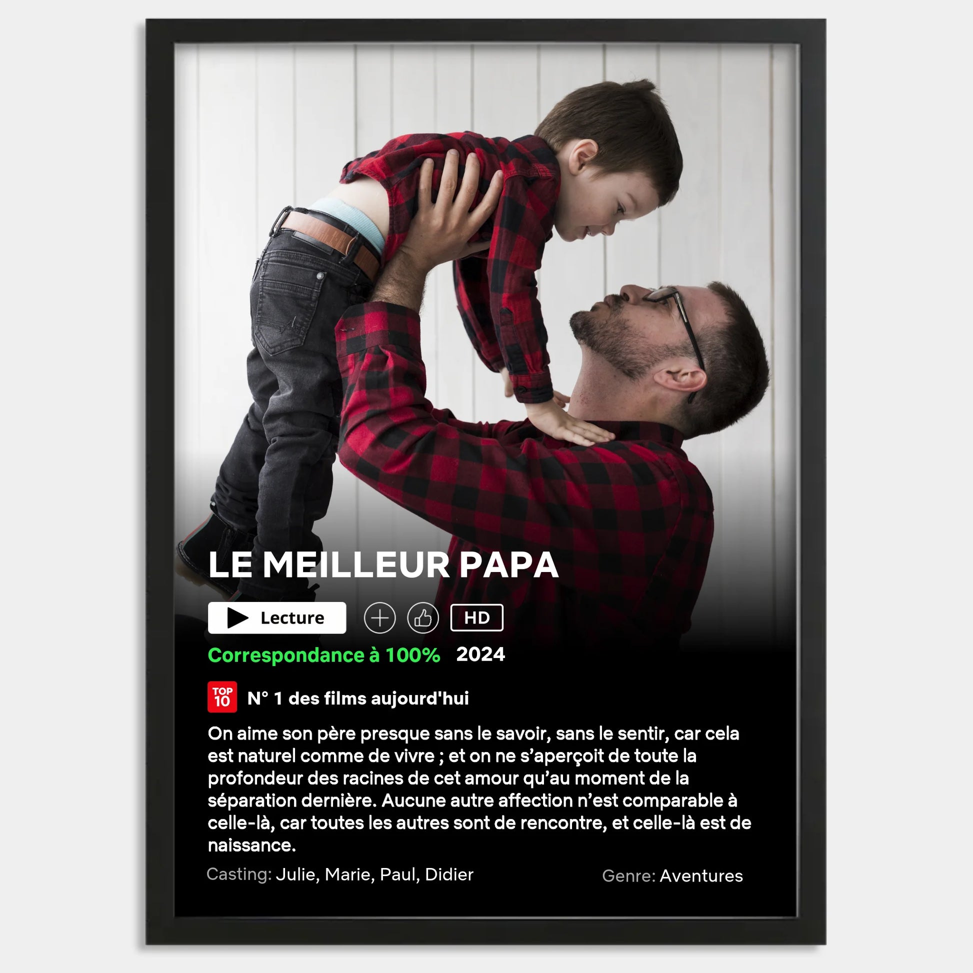 Cadre bois noir personnalisé cadeau