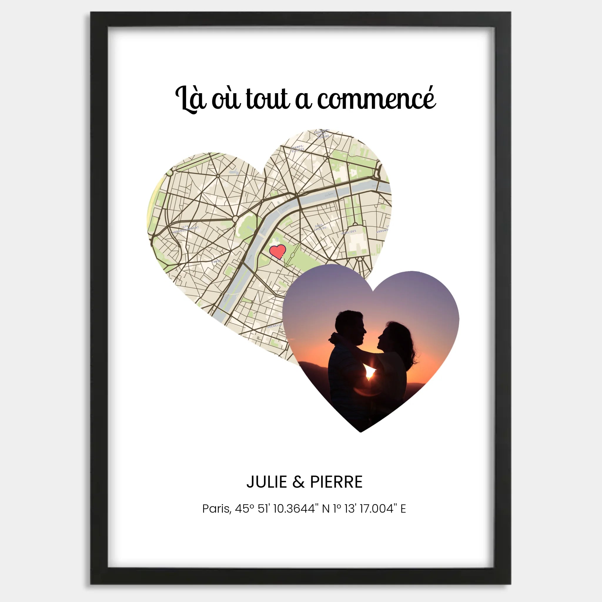 Cadre bois noir personnalisé cadeau