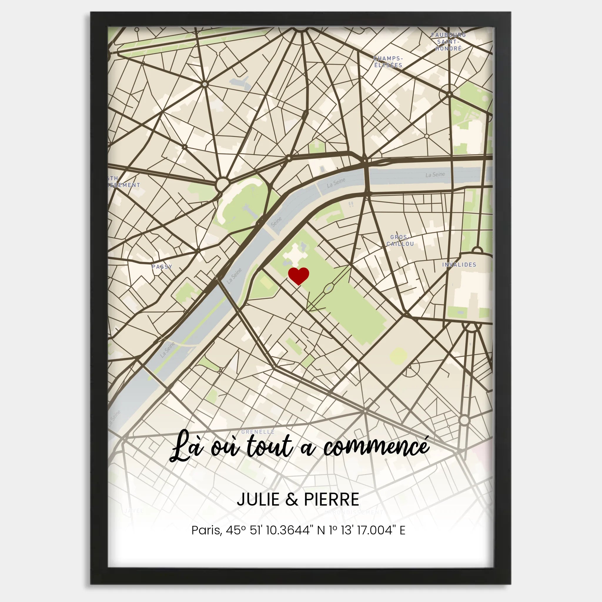 Cadre bois noir personnalisé cadeau