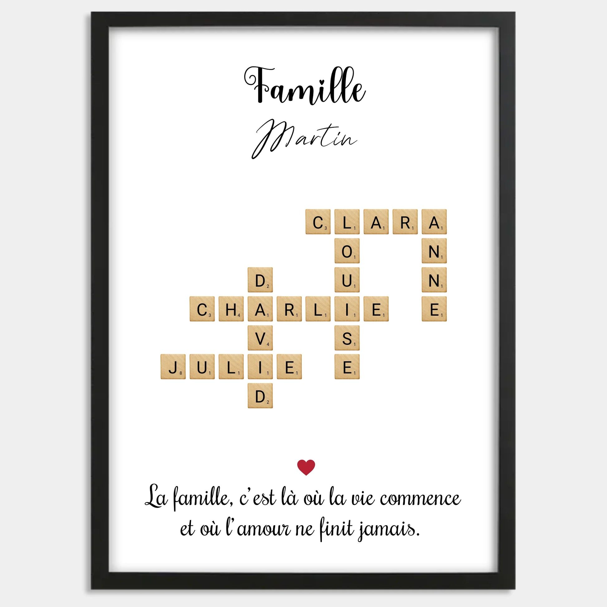 Cadre bois noir personnalisé cadeau