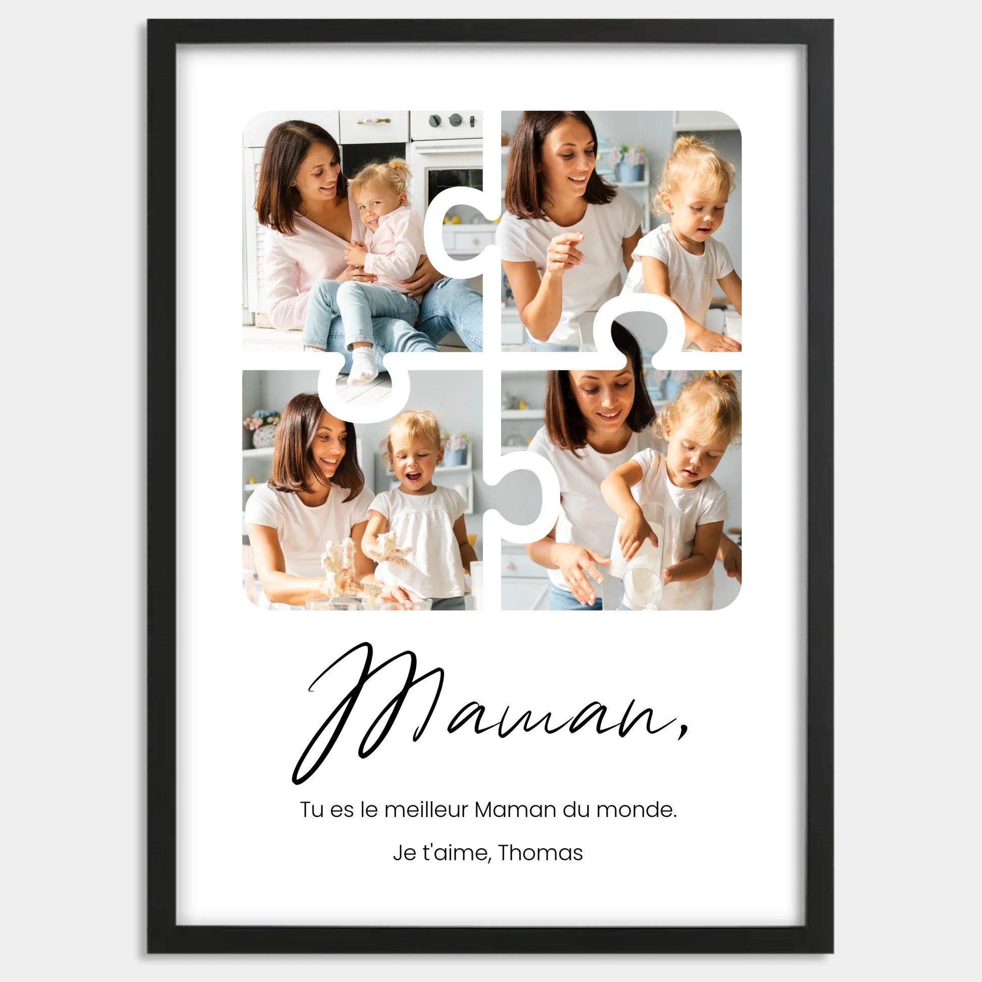 Cadre bois noir personnalisé cadeau