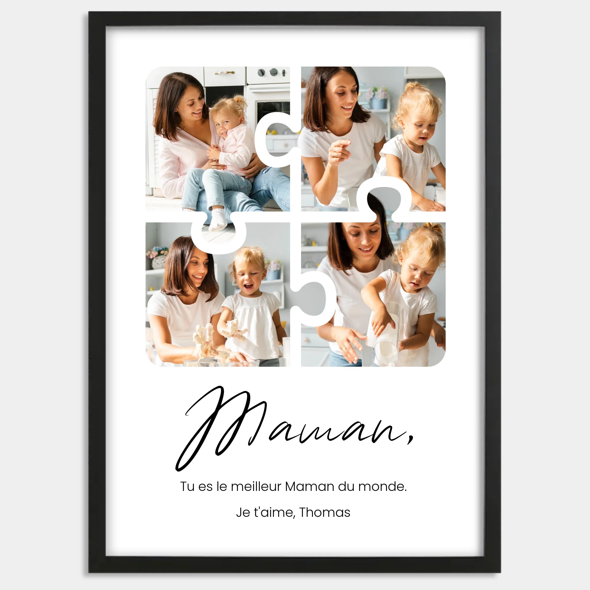 Cadre bois noir personnalisé cadeau