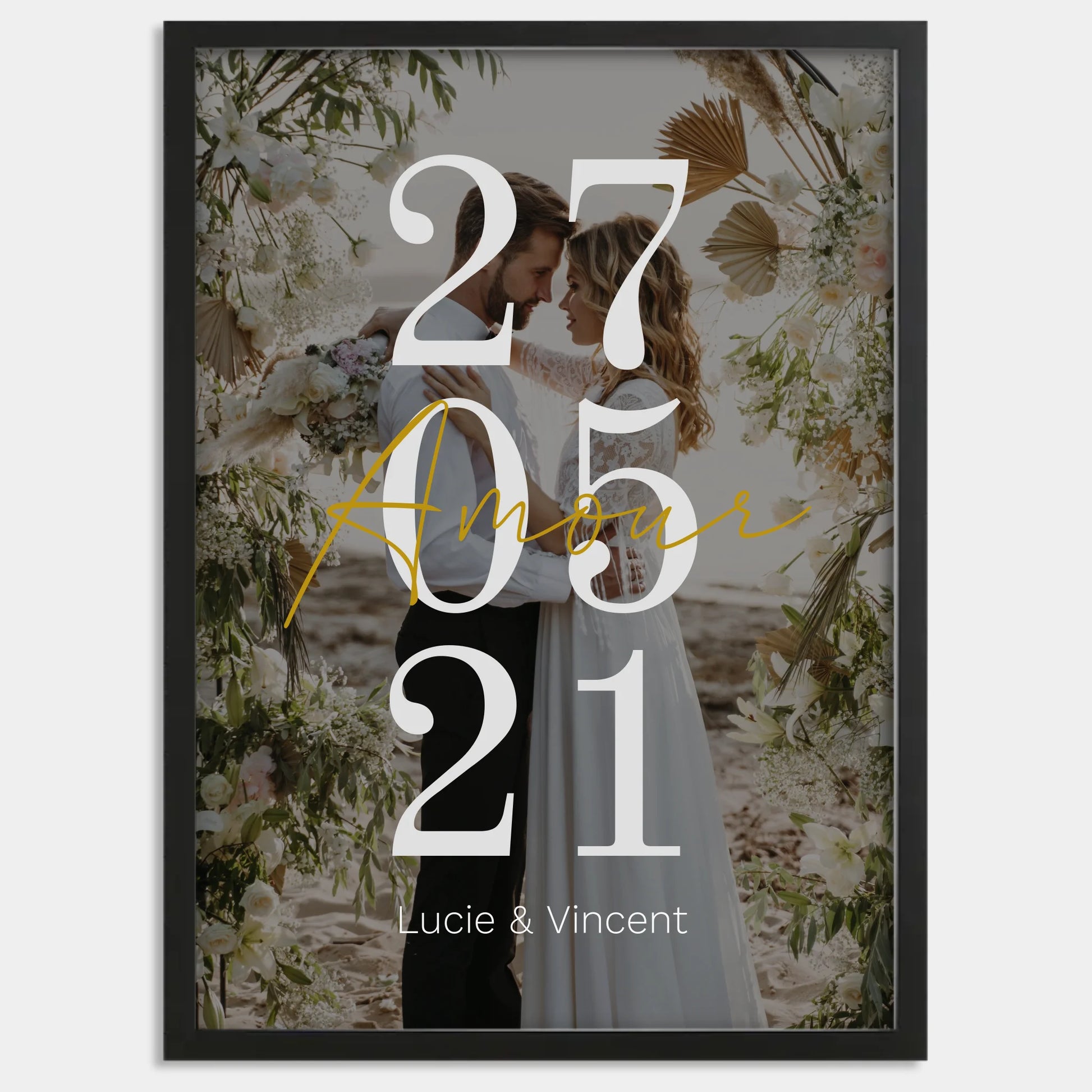 Cadre bois noir personnalisé cadeau