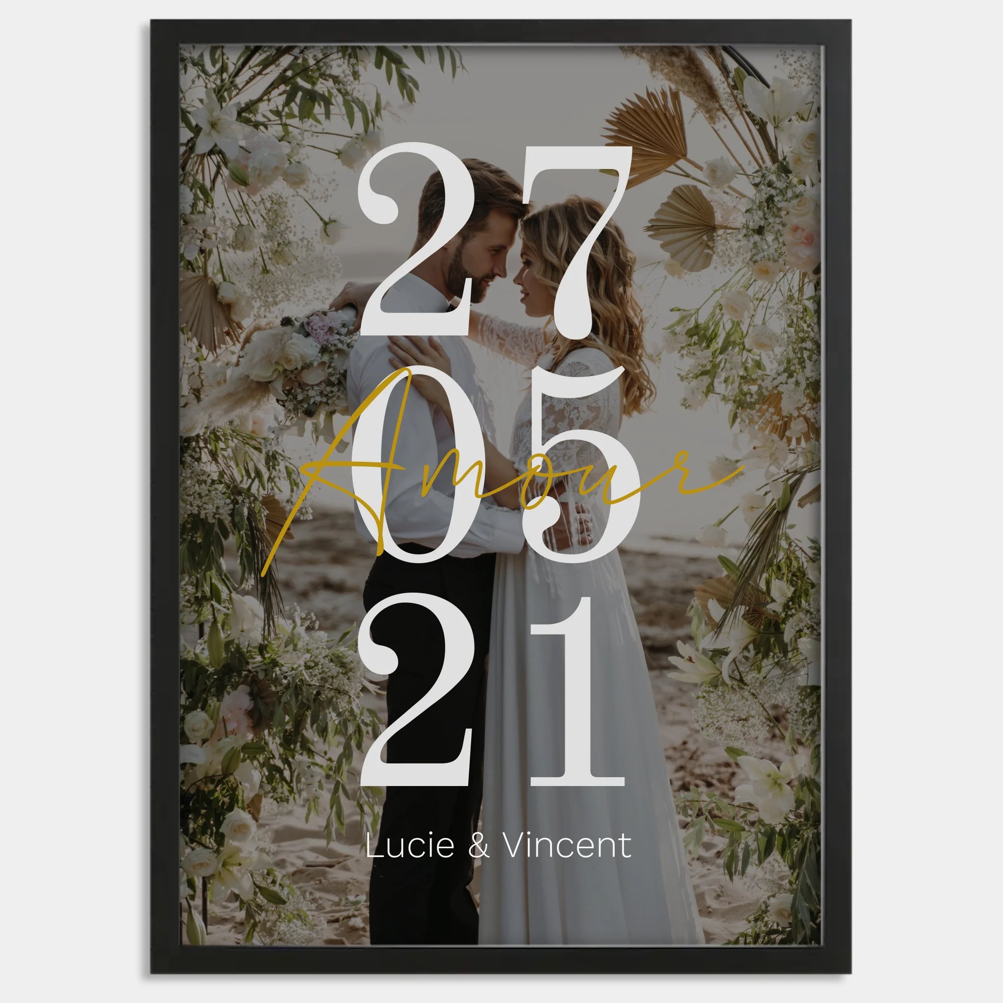 Cadre bois noir personnalisé cadeau