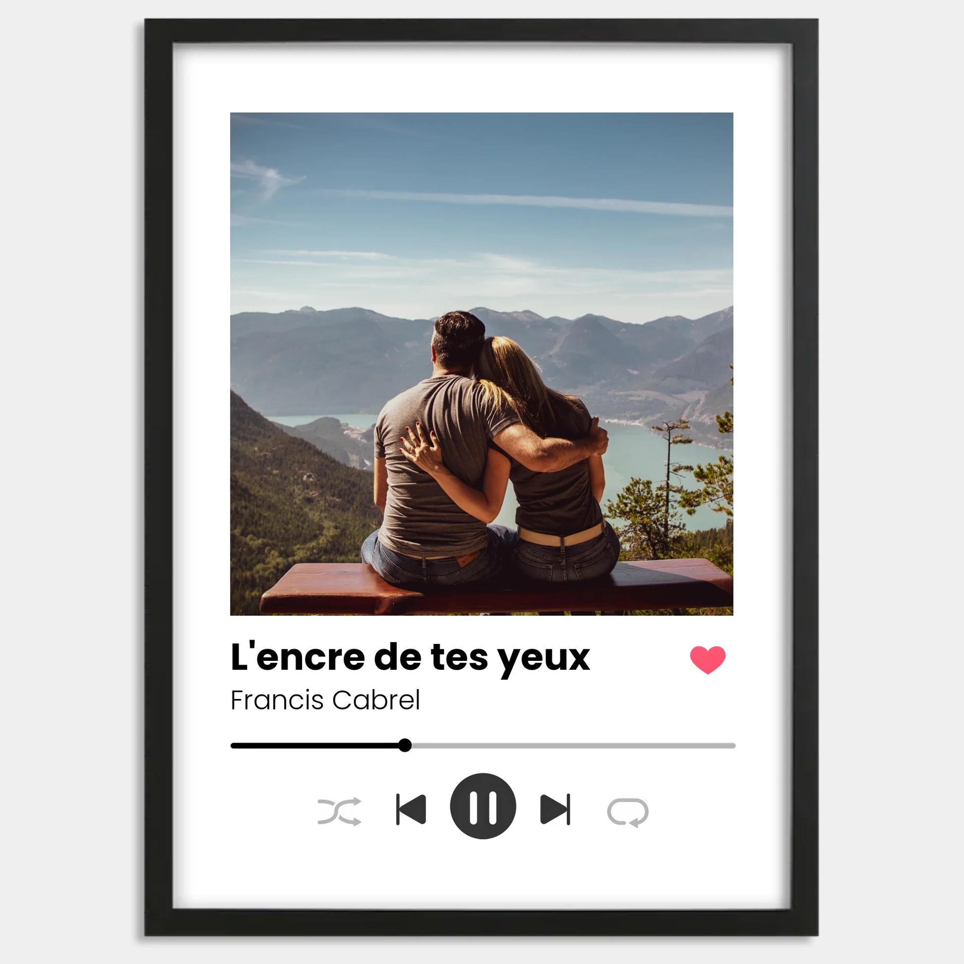 Cadre bois noir personnalisé cadeau