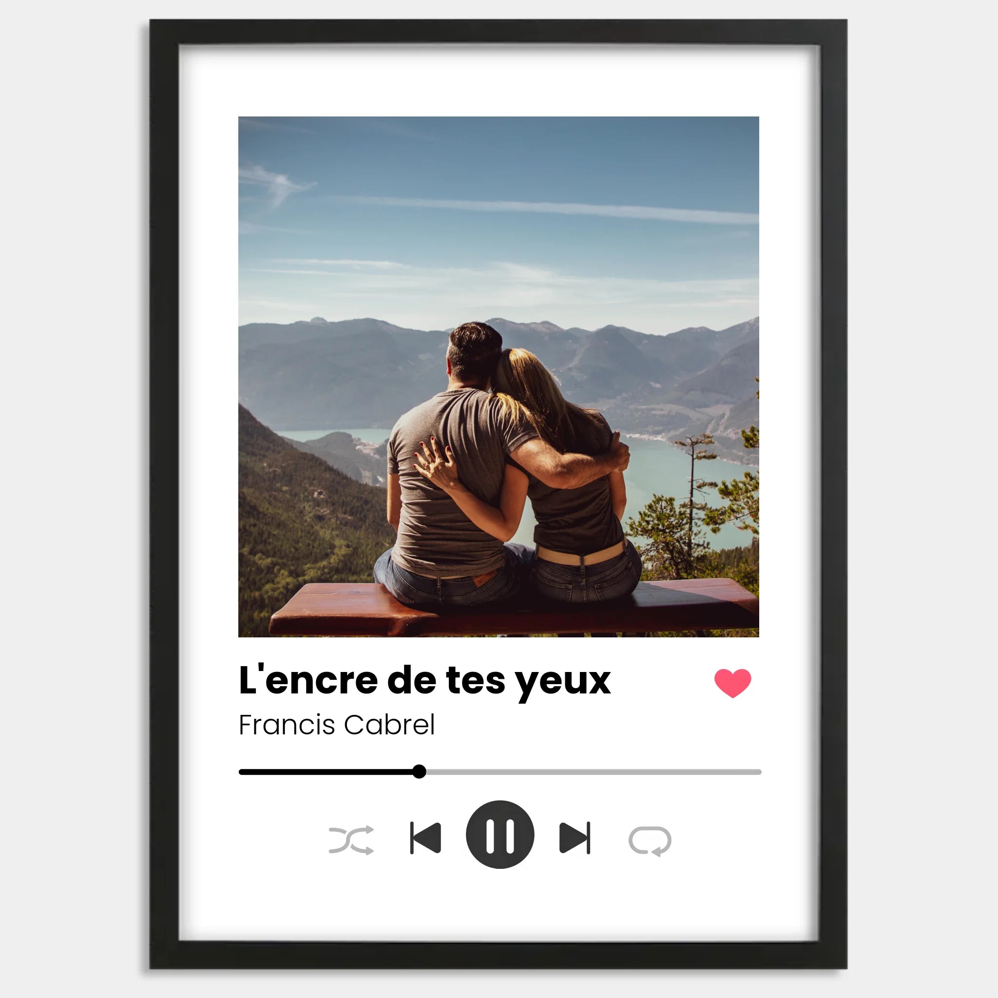 Cadre bois noir personnalisé cadeau