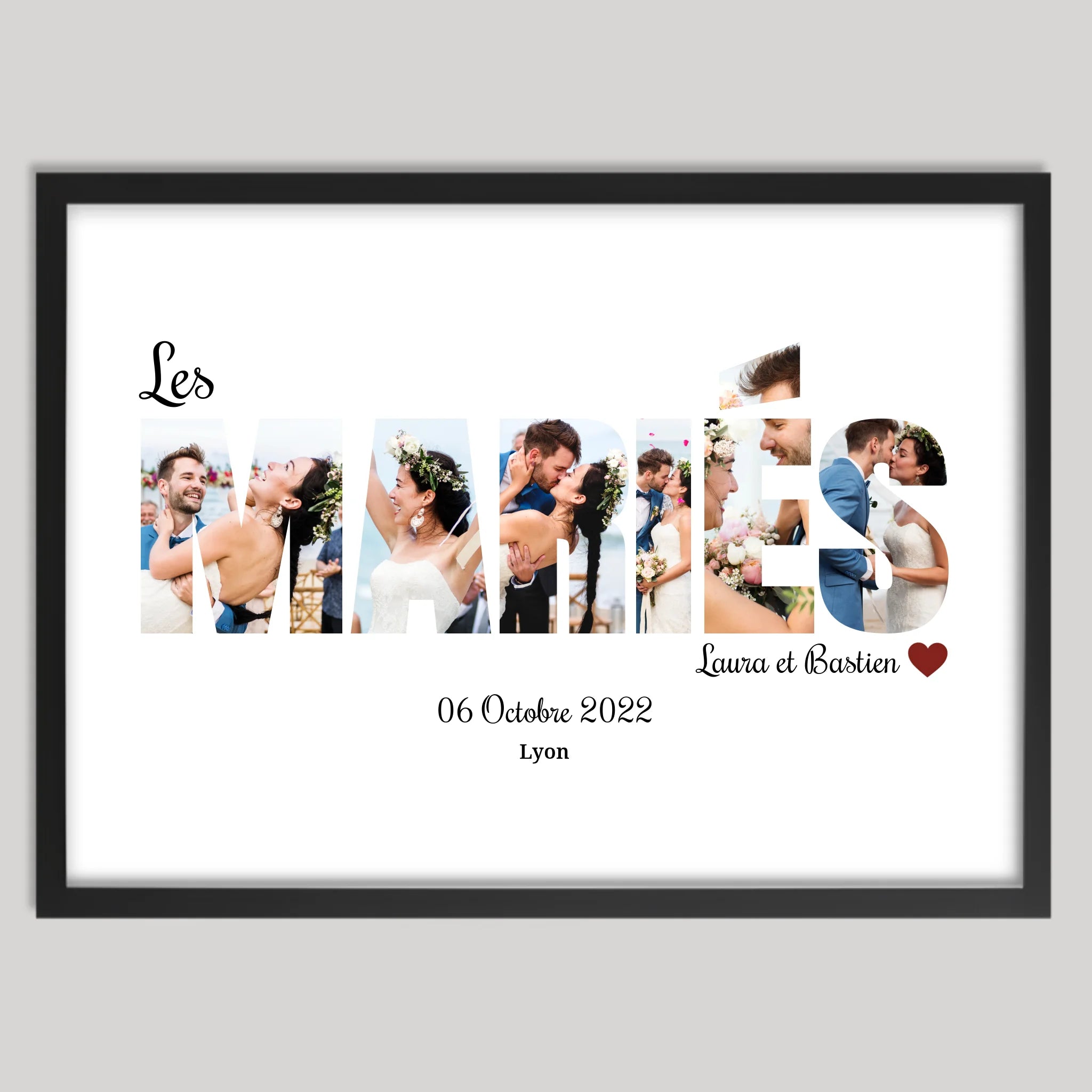 Cadre noir personnalisé cadeau