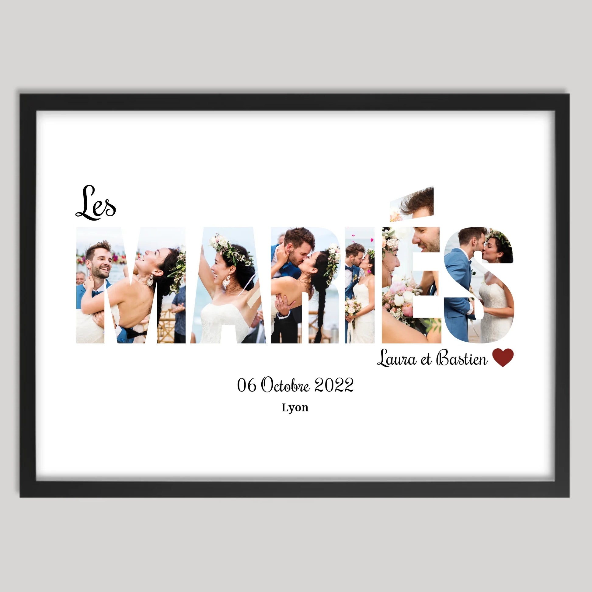 Cadre noir personnalisé cadeau