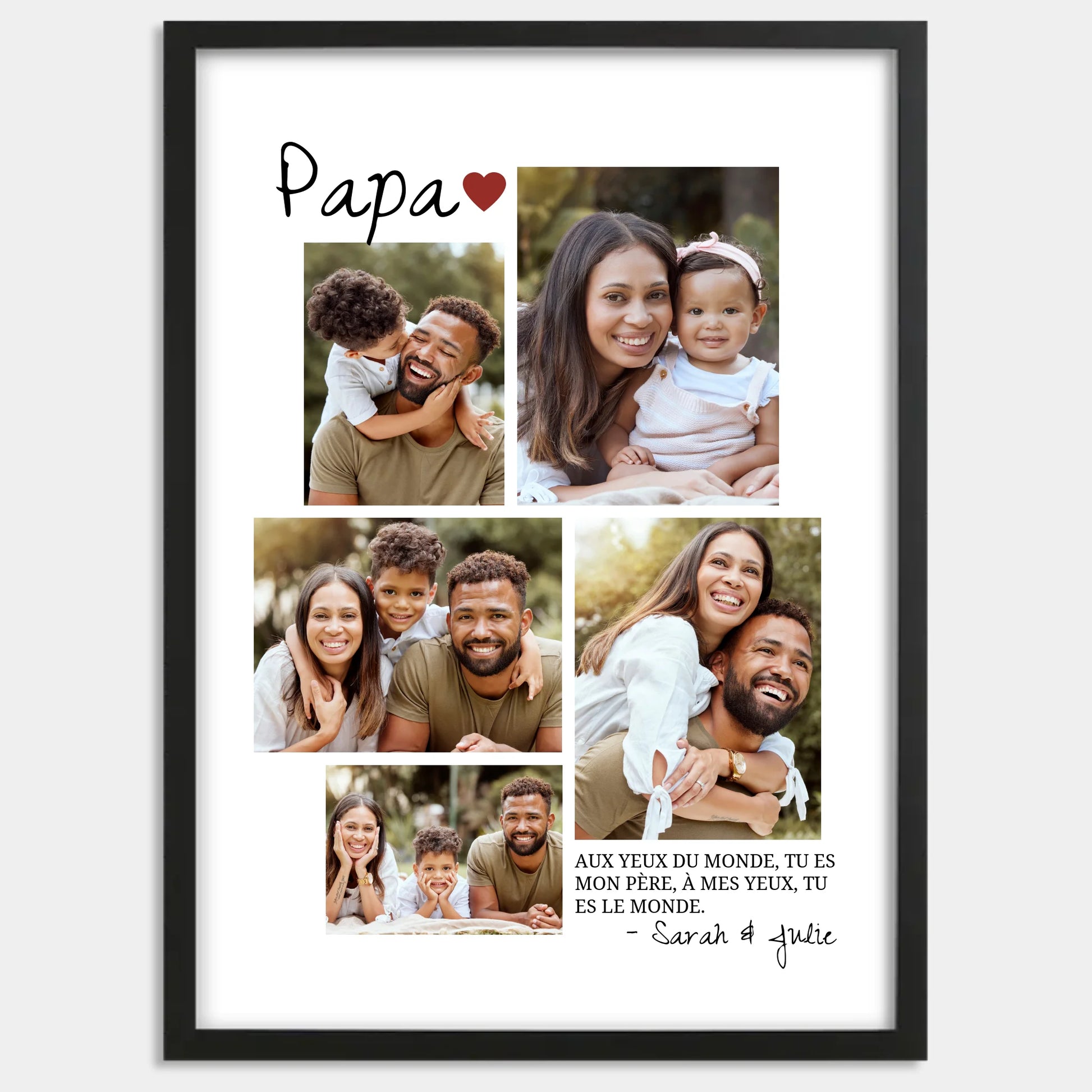 Cadre bois noir personnalisé cadeau