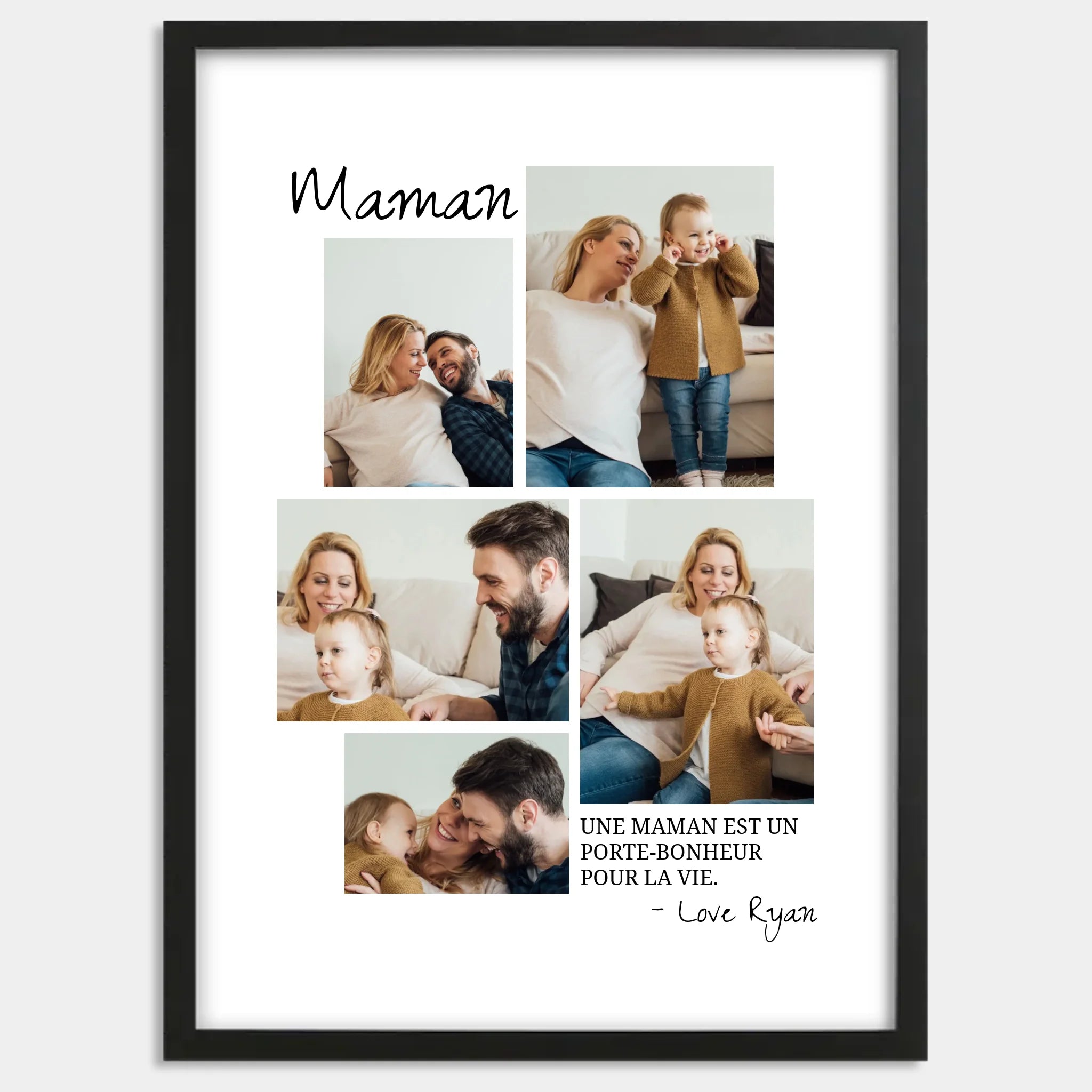 Cadre bois noir personnalisé cadeau