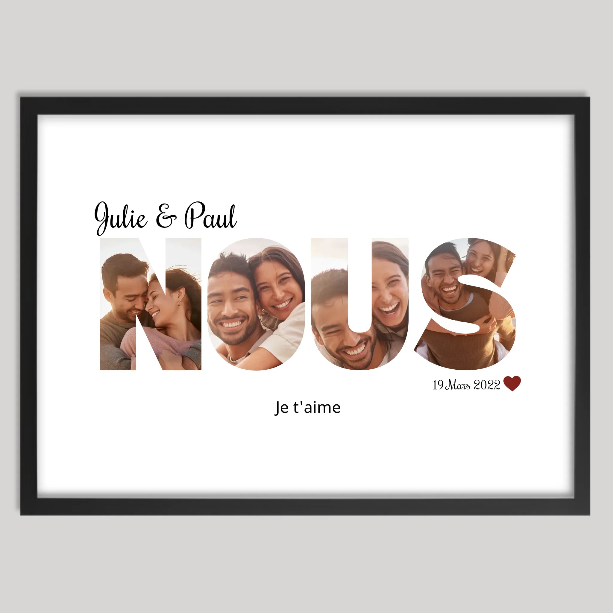 Cadre noir personnalisé cadeau