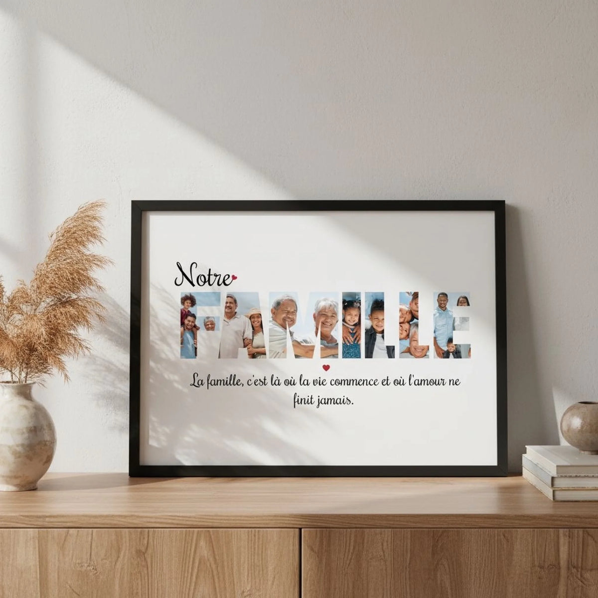 Affiche personnalisée notre famille - Cadre personnalisé lettres famil ...