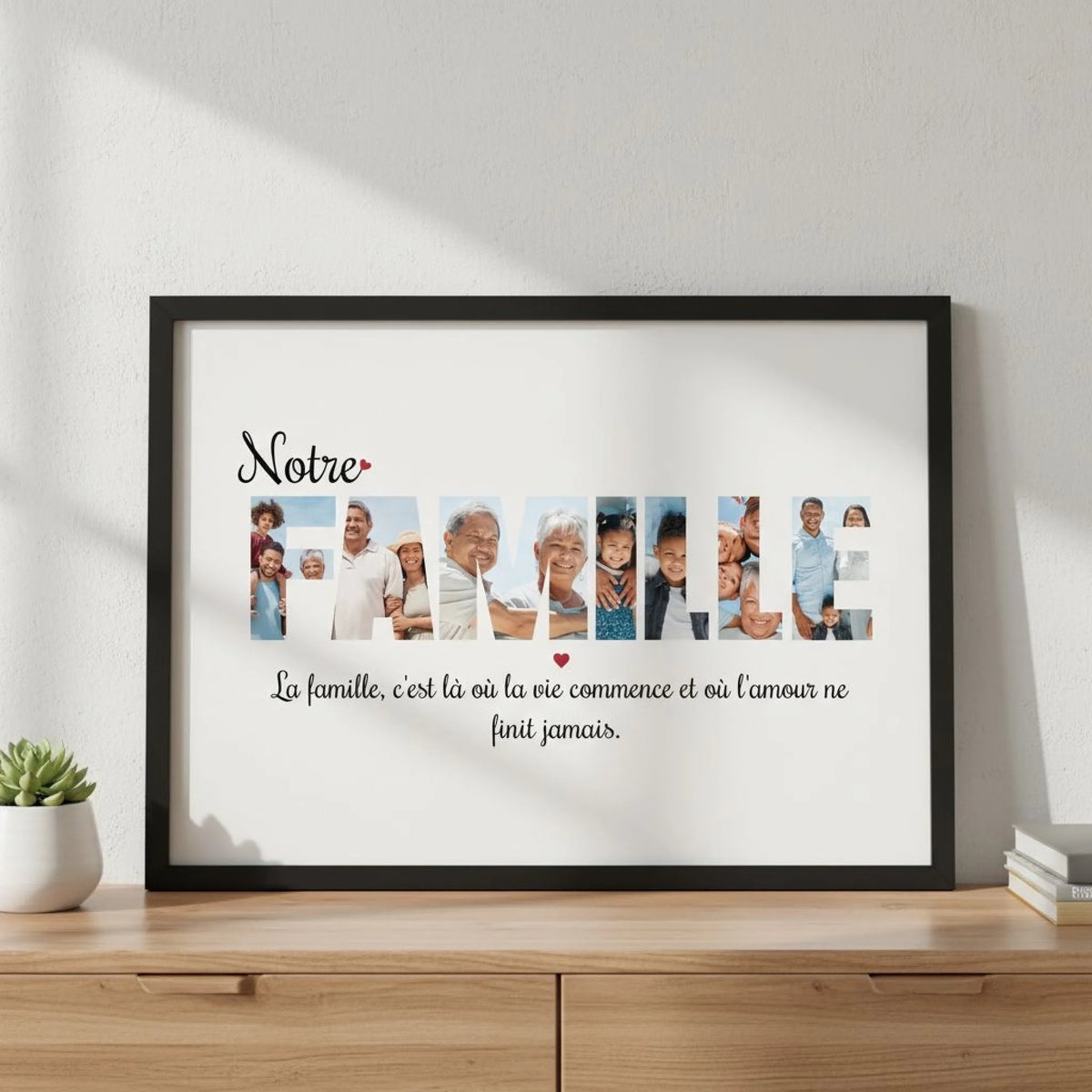 Affiche personnalisée notre famille - Cadre personnalisé lettres famil ...