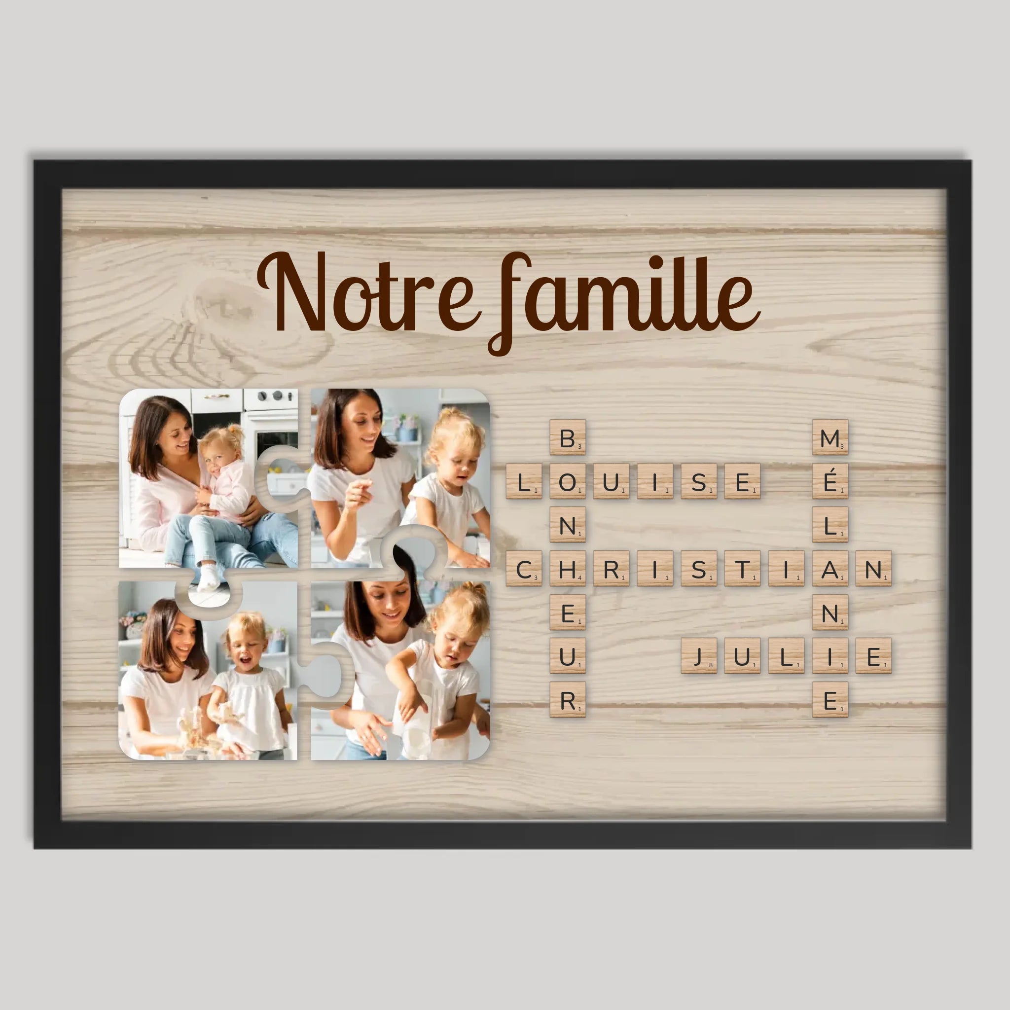 Cadre noir personnalisé cadeau