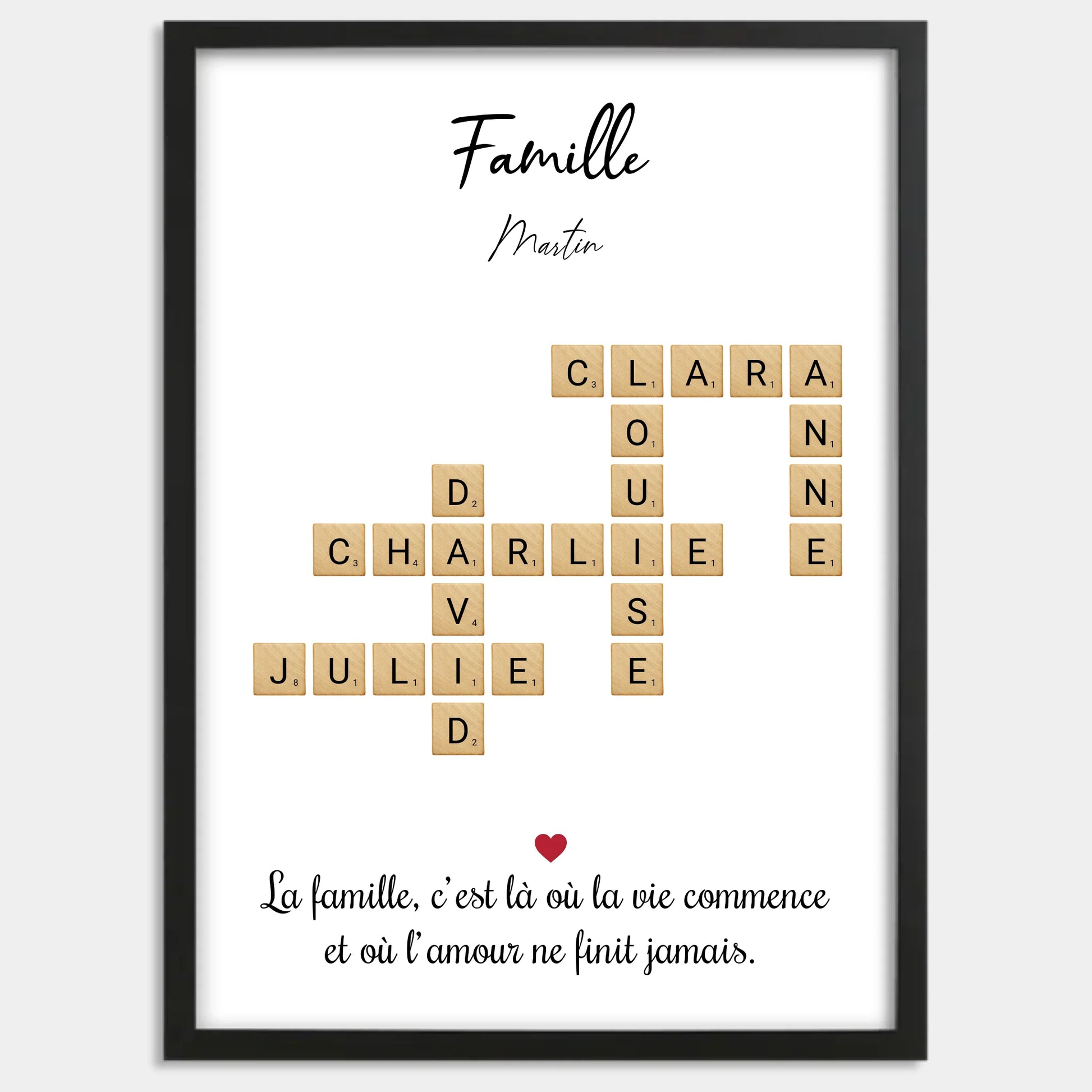 Cadre bois noir personnalisé cadeau