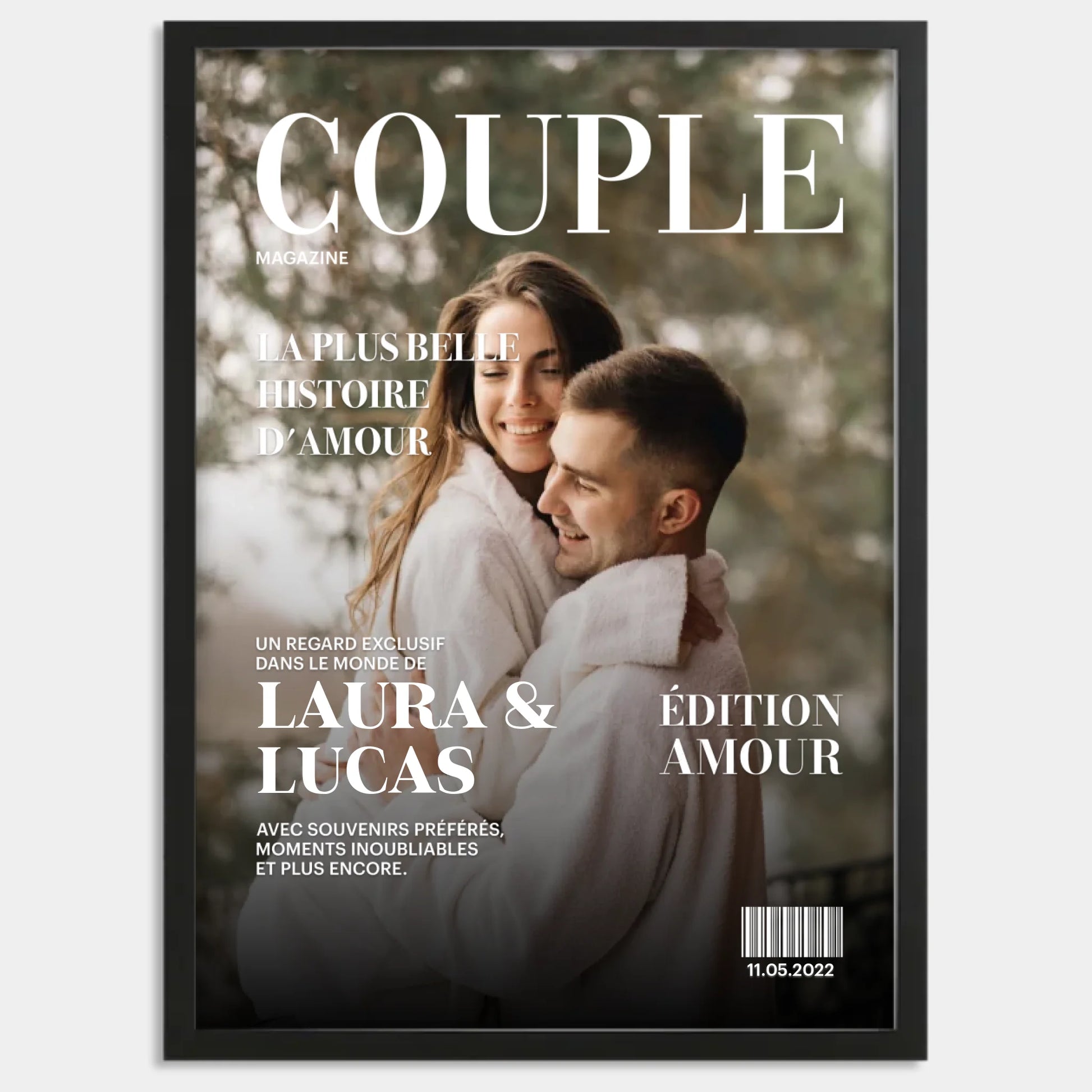 Cadre bois noir personnalisé cadeau