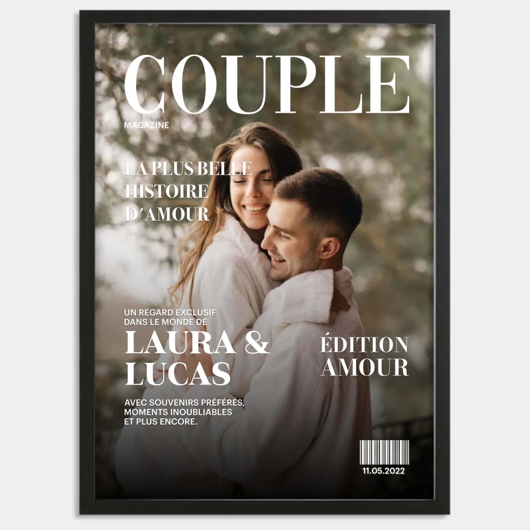 Cadre bois noir personnalisé cadeau