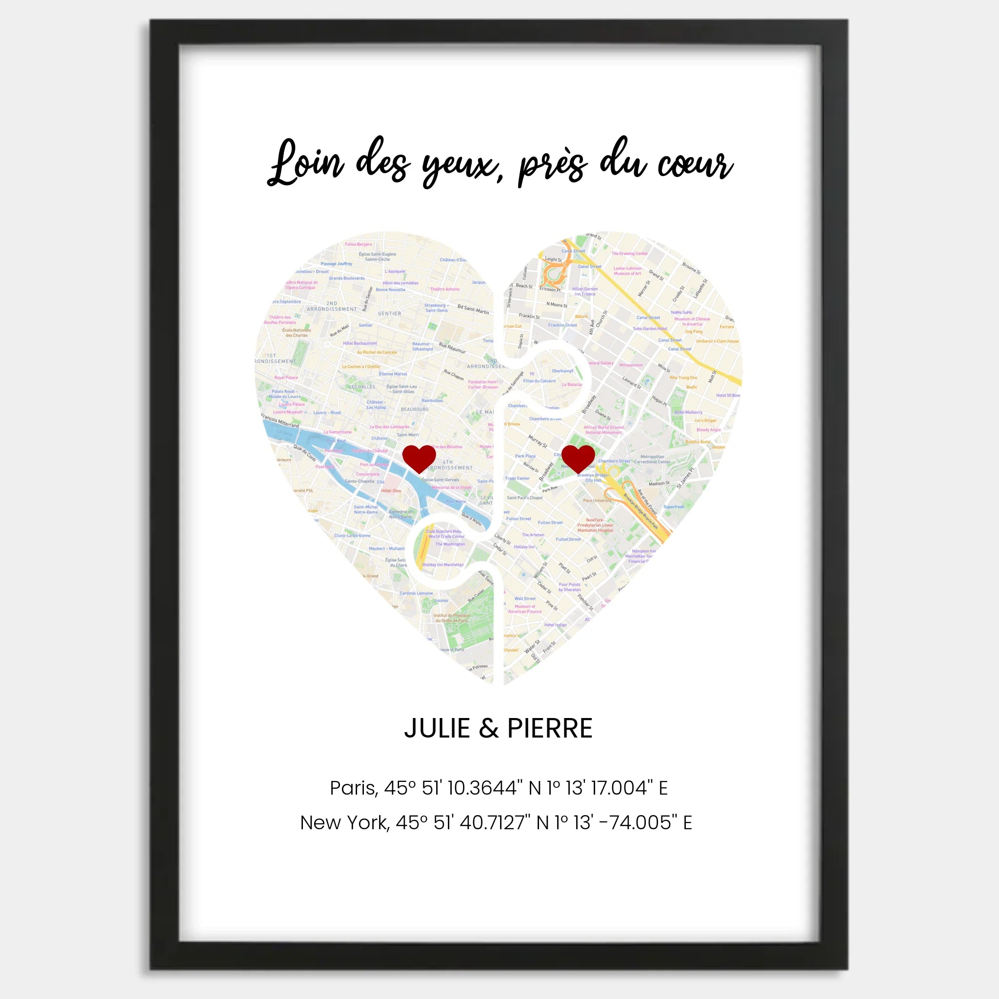 Cadre bois noir personnalisé cadeau