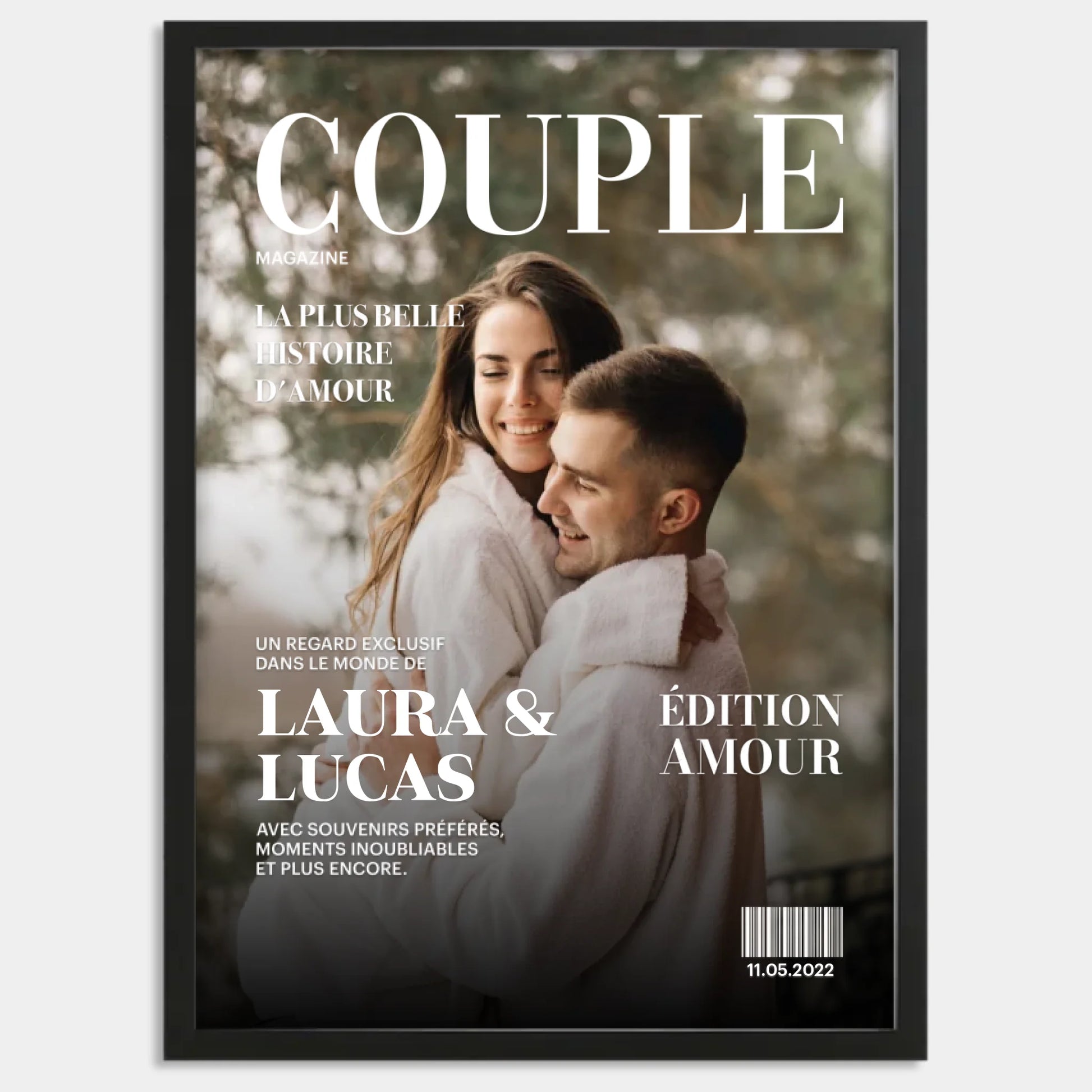 Cadre bois noir personnalisé cadeau