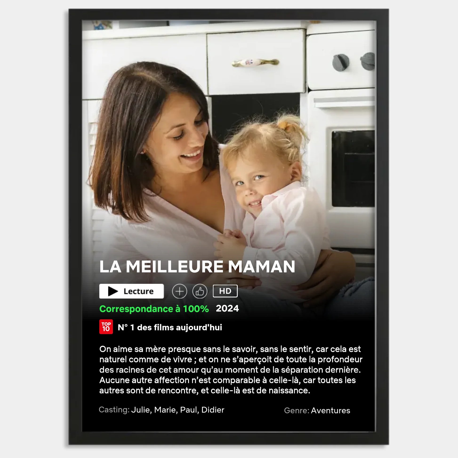 Cadre bois noir personnalisé cadeau