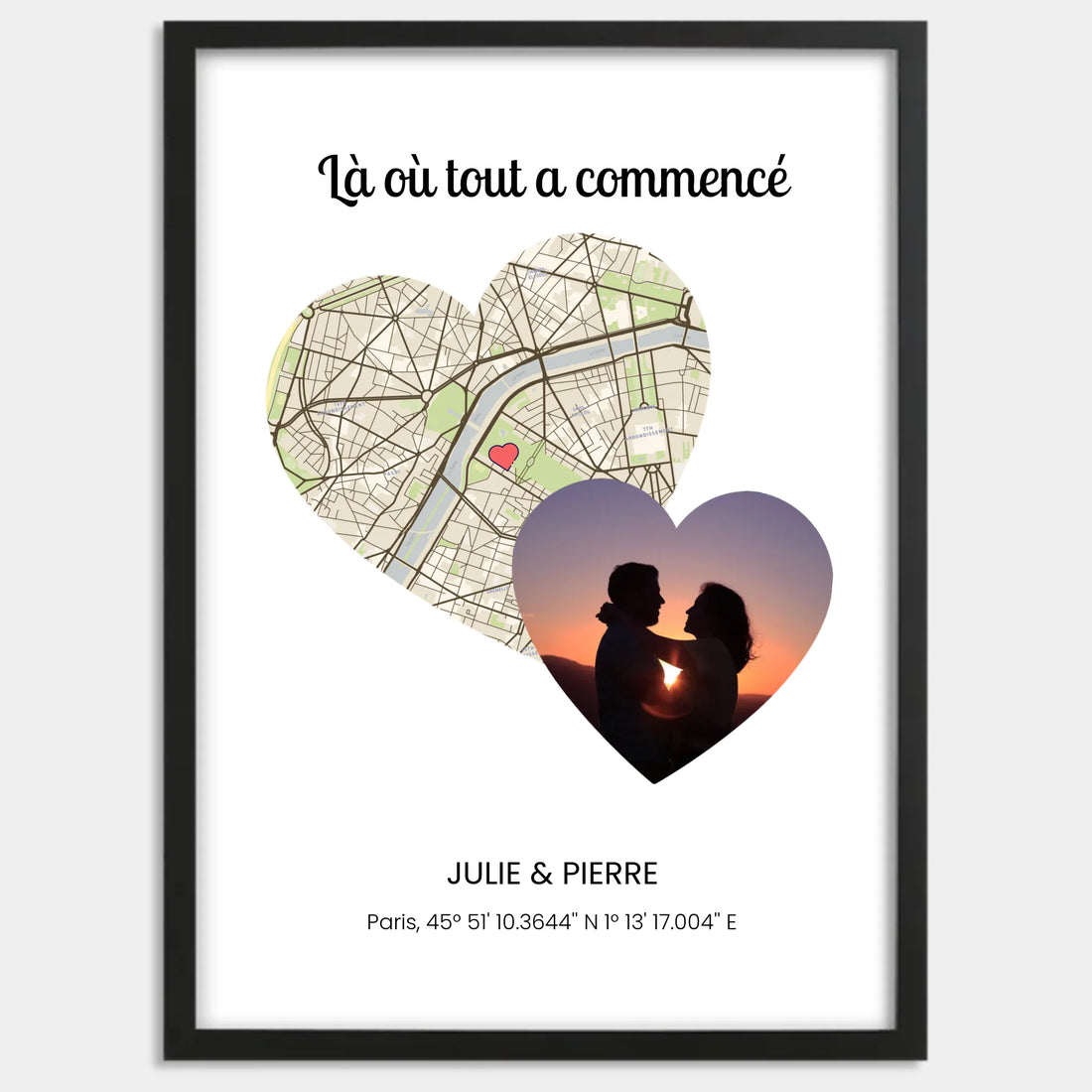 Cadre bois noir personnalisé cadeau