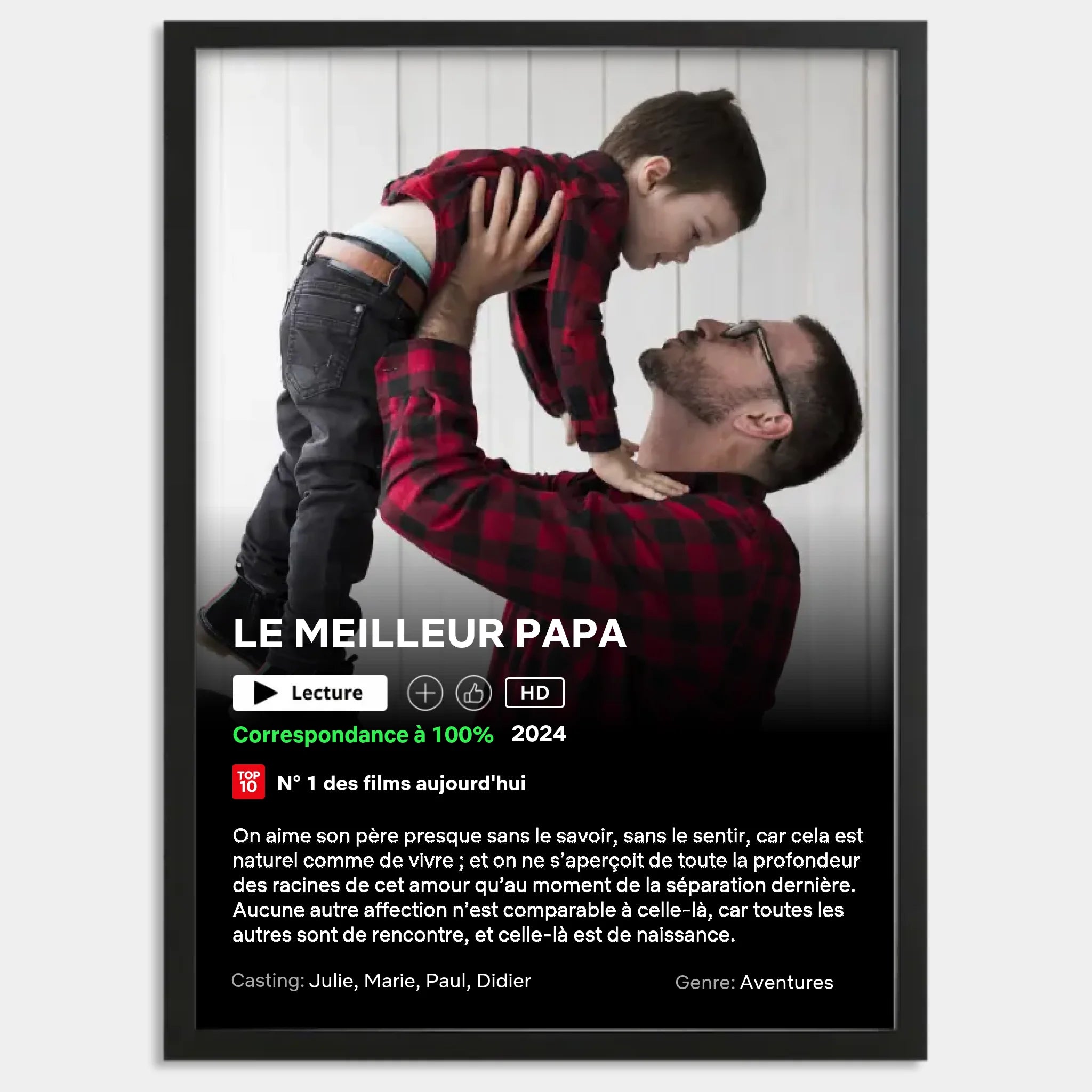 Cadre bois noir personnalisé cadeau