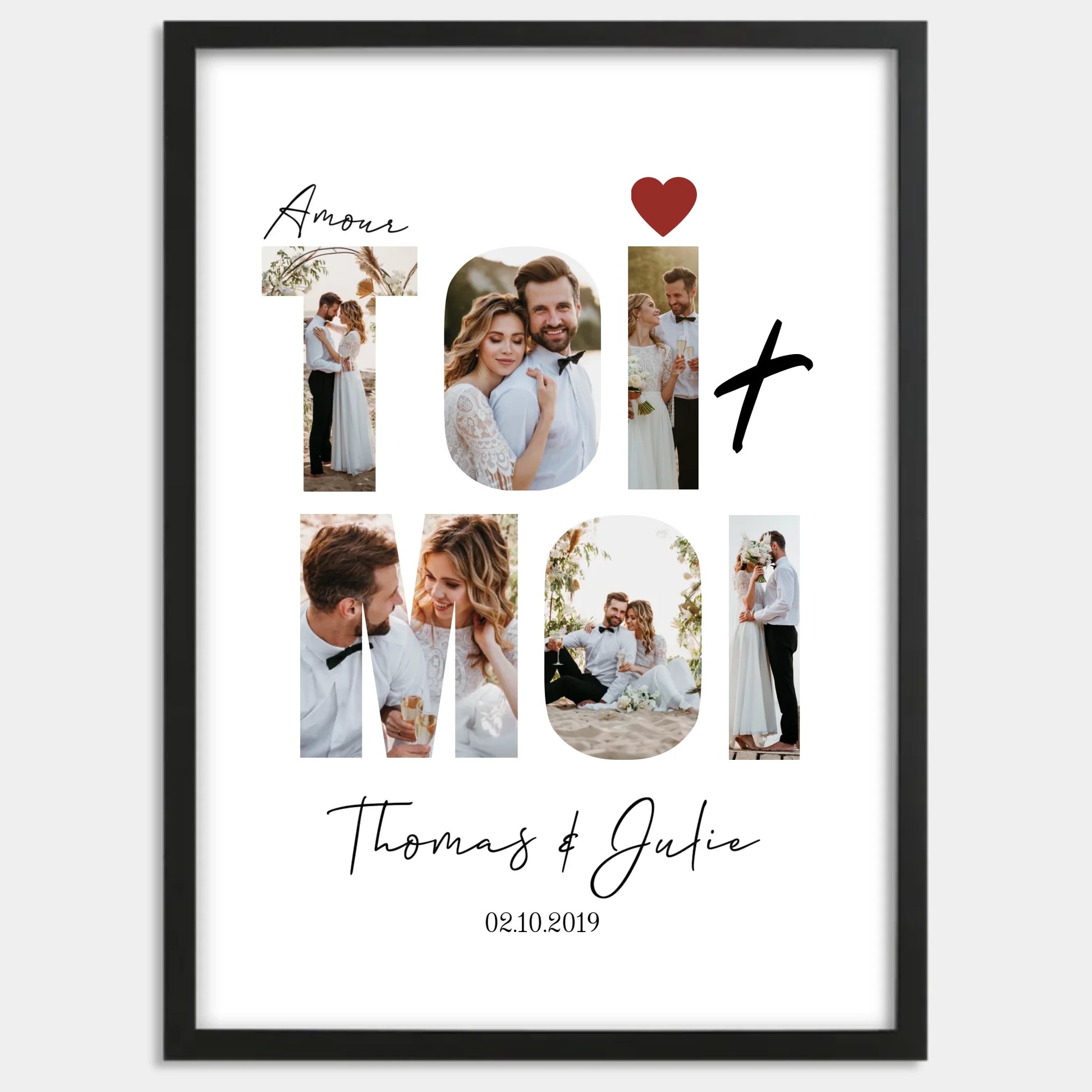 Cadre bois noir personnalisé cadeau