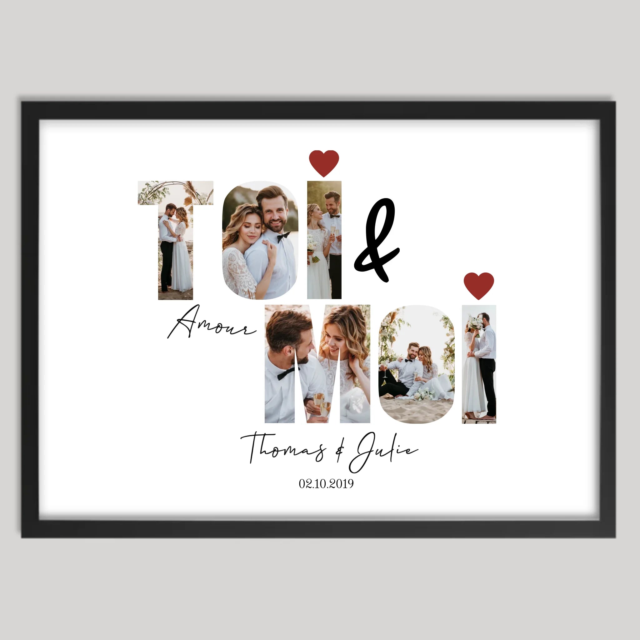 Cadre noir personnalisé cadeau