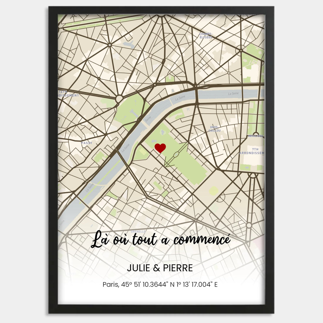 Cadre bois noir personnalisé cadeau