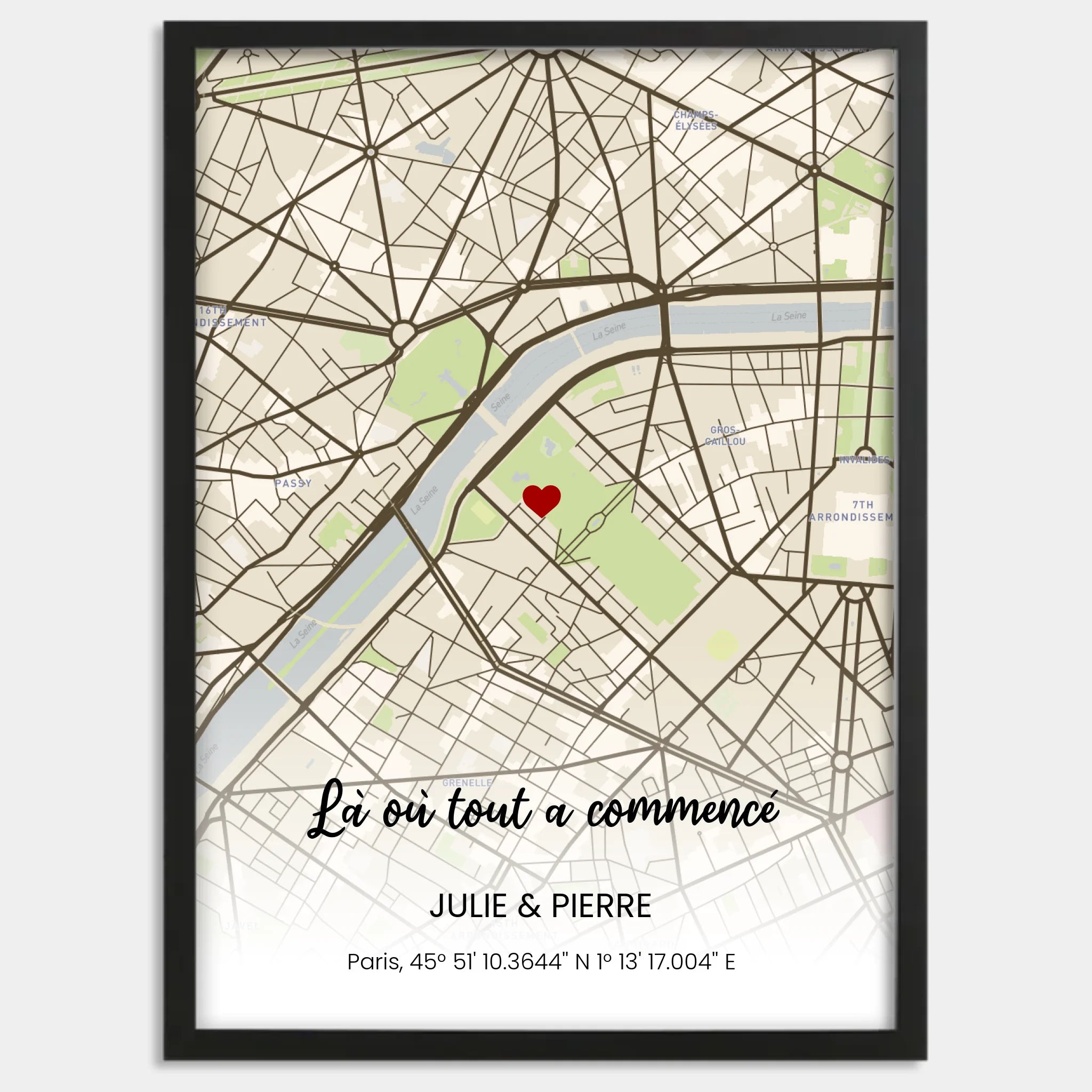 Cadre bois noir personnalisé cadeau