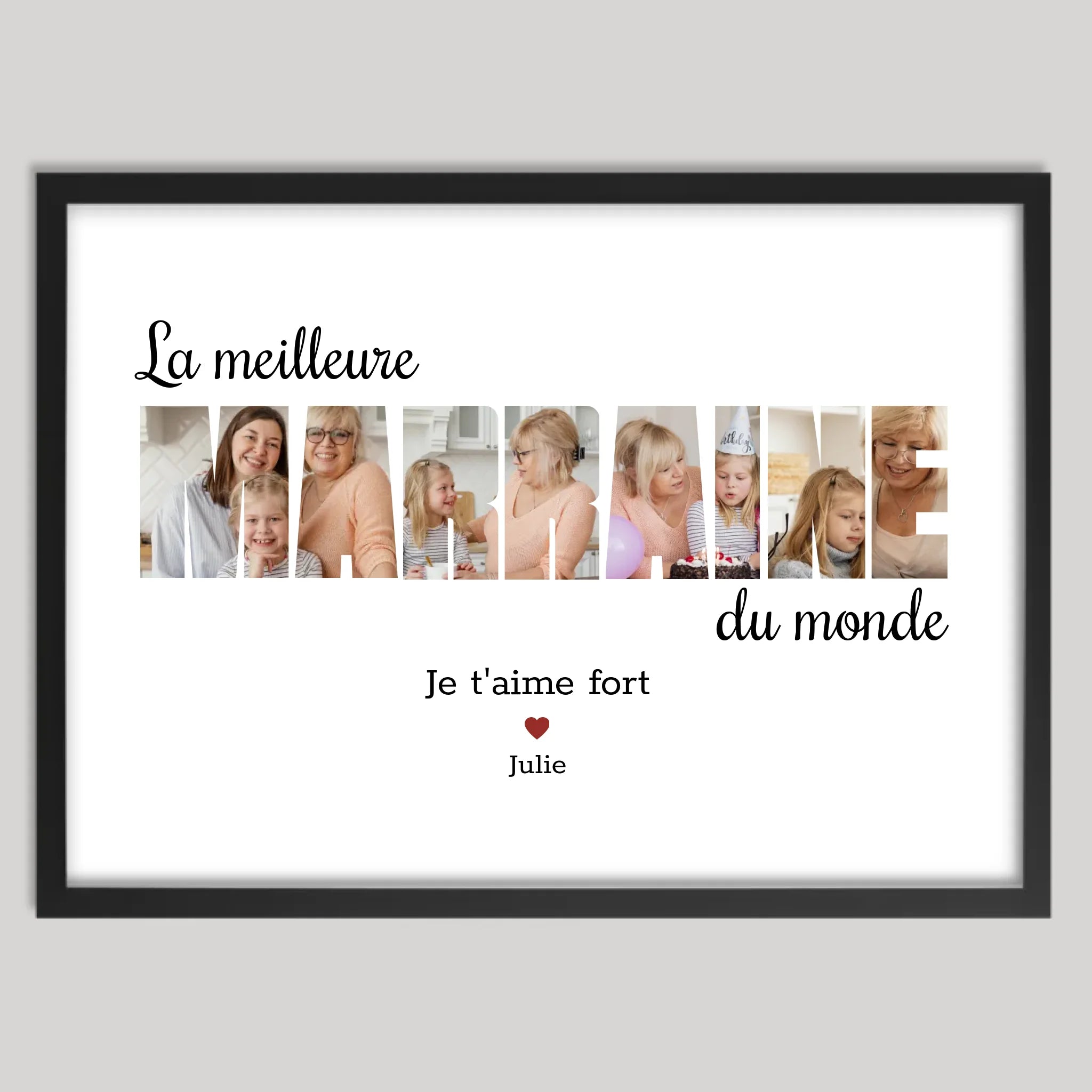 Cadre noir personnalisé cadeau