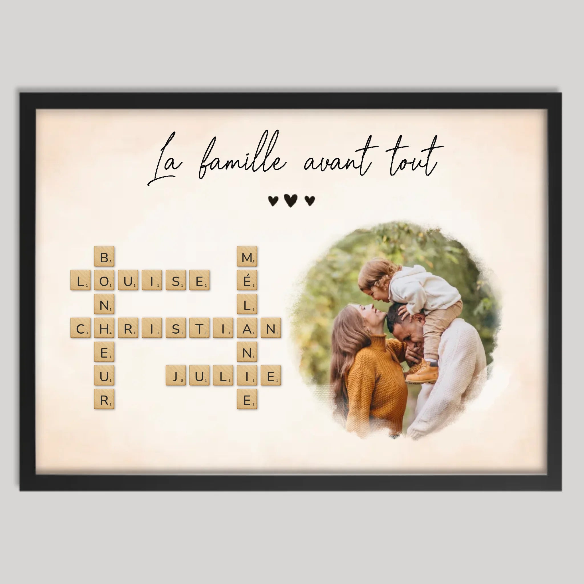 Cadre noir personnalisé cadeau