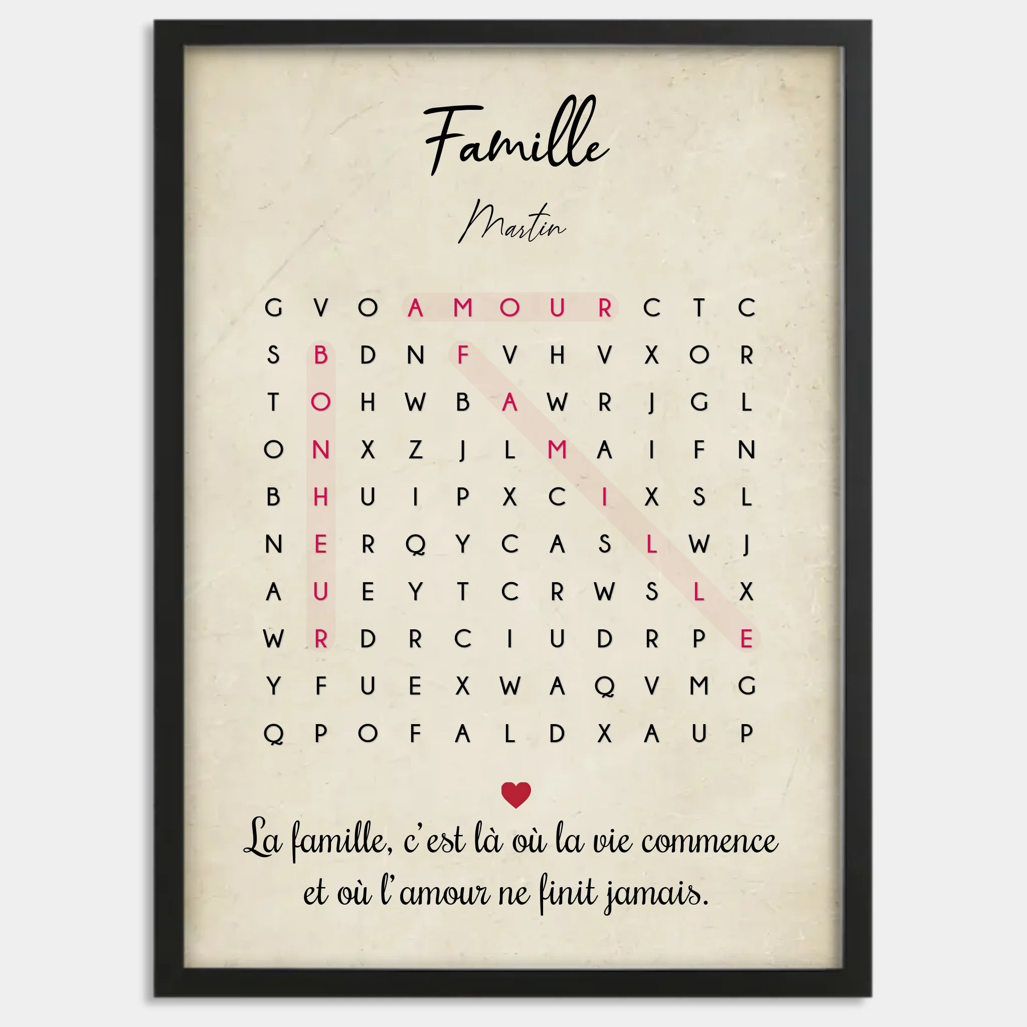 Cadre bois noir personnalisé cadeau