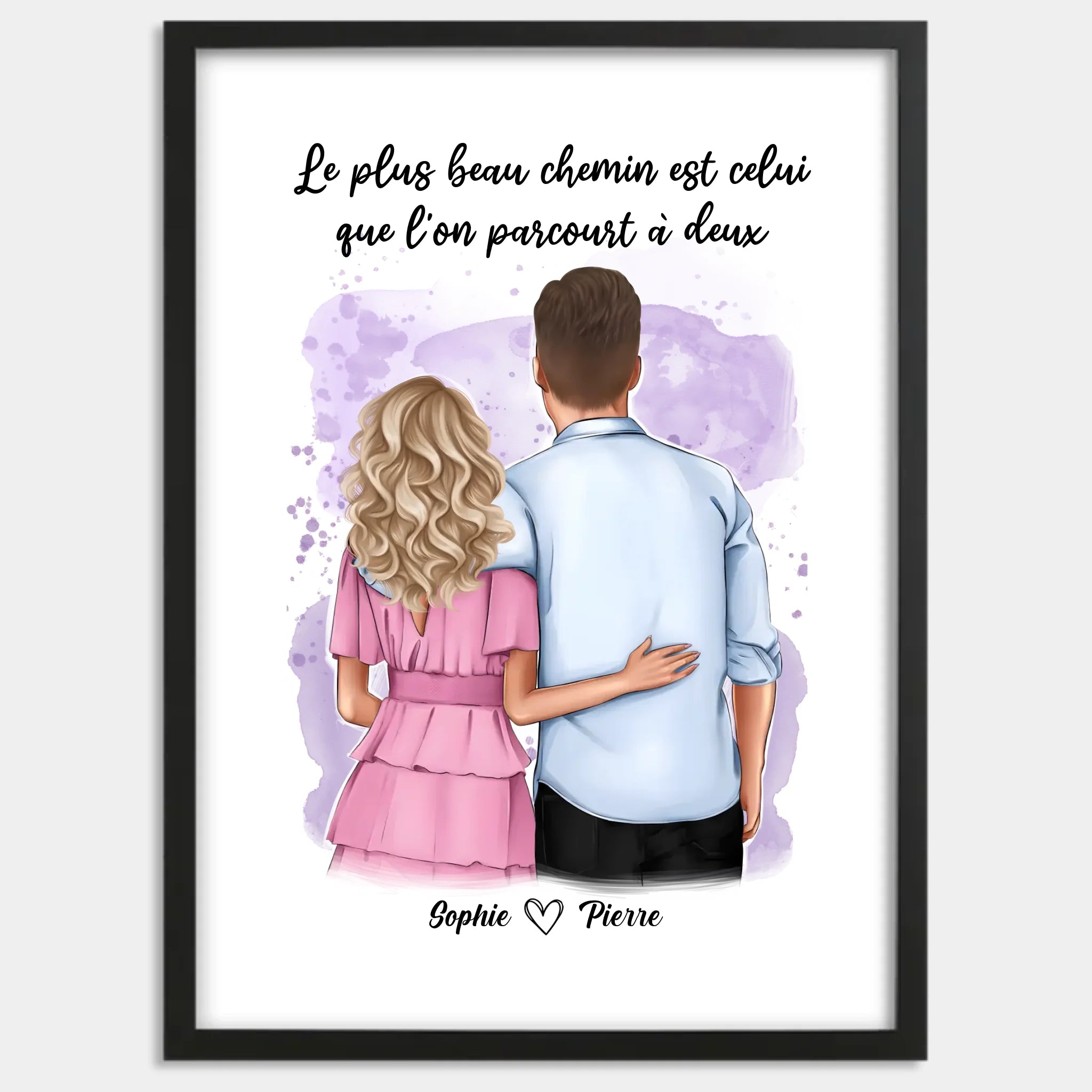 Cadre bois noir personnalisé cadeau