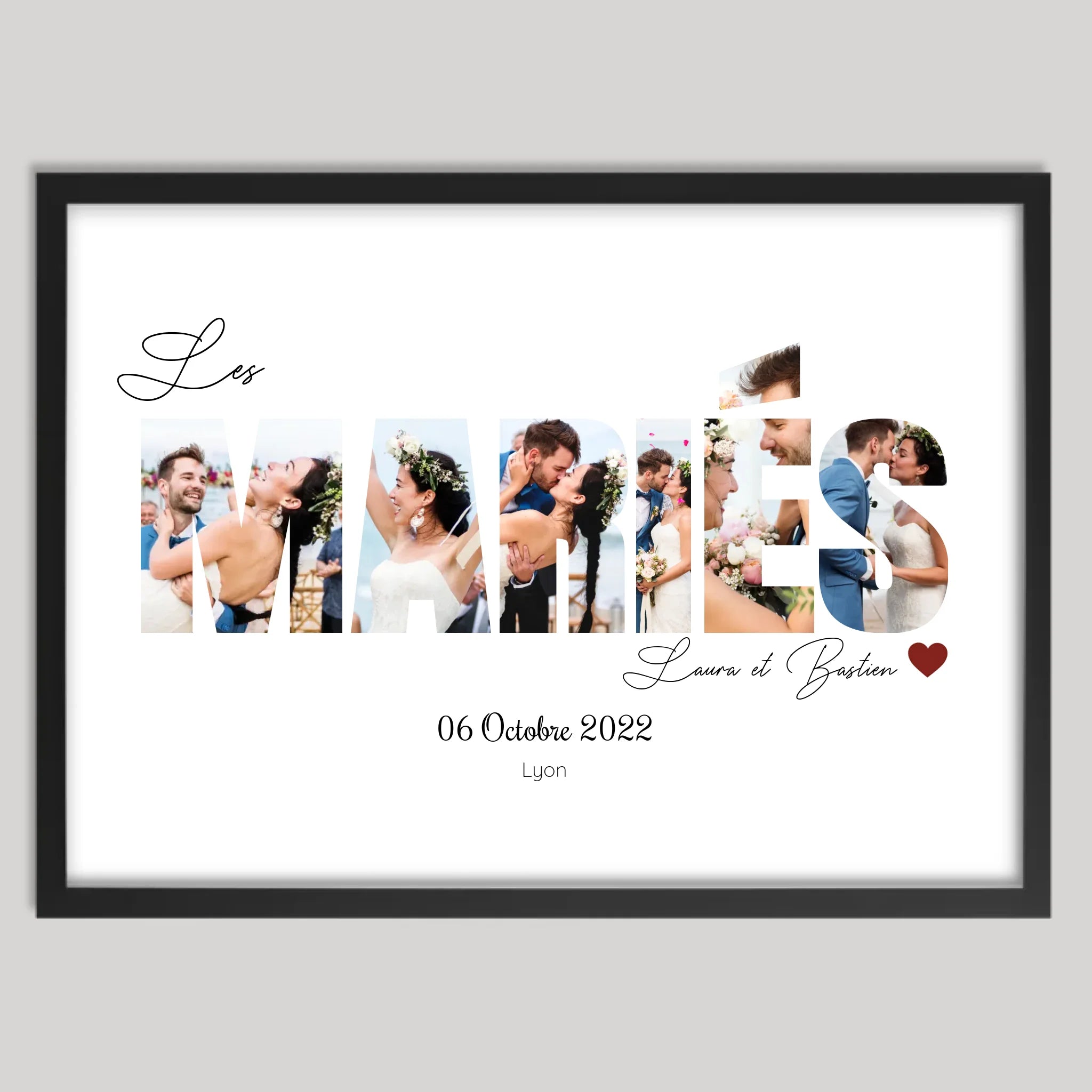 Cadre noir personnalisé cadeau