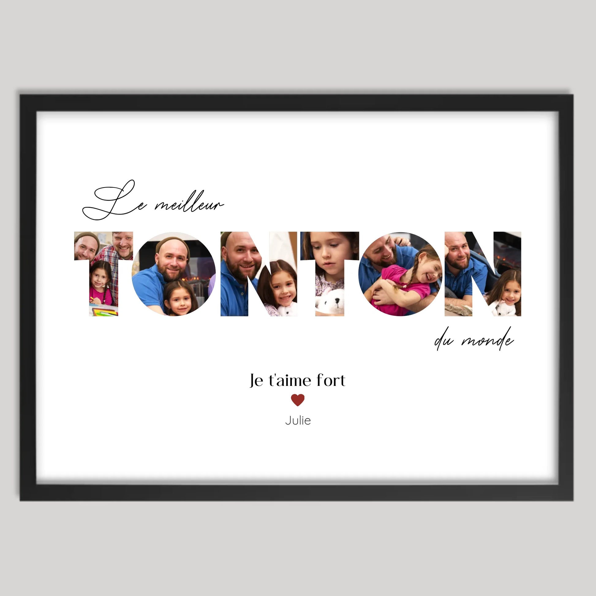 Cadre noir personnalisé cadeau