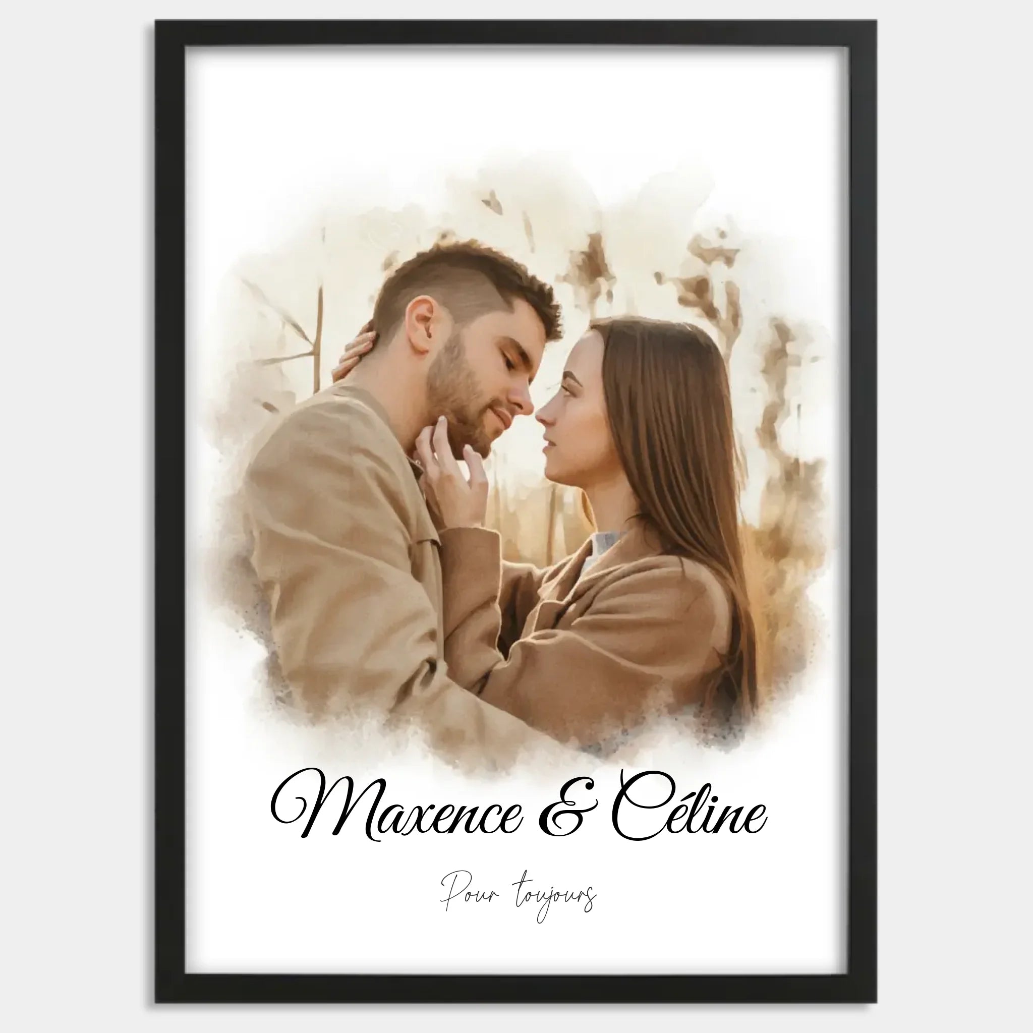 Cadre bois noir personnalisé cadeau