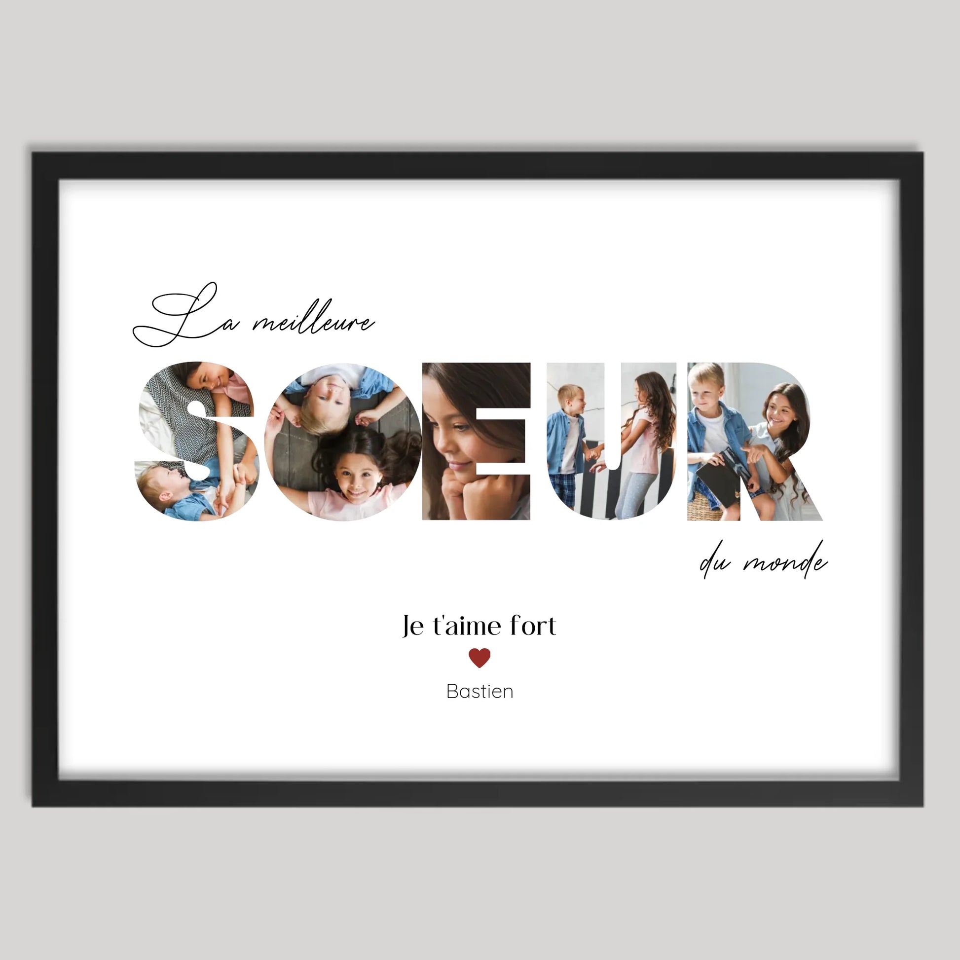 Cadre noir personnalisé cadeau