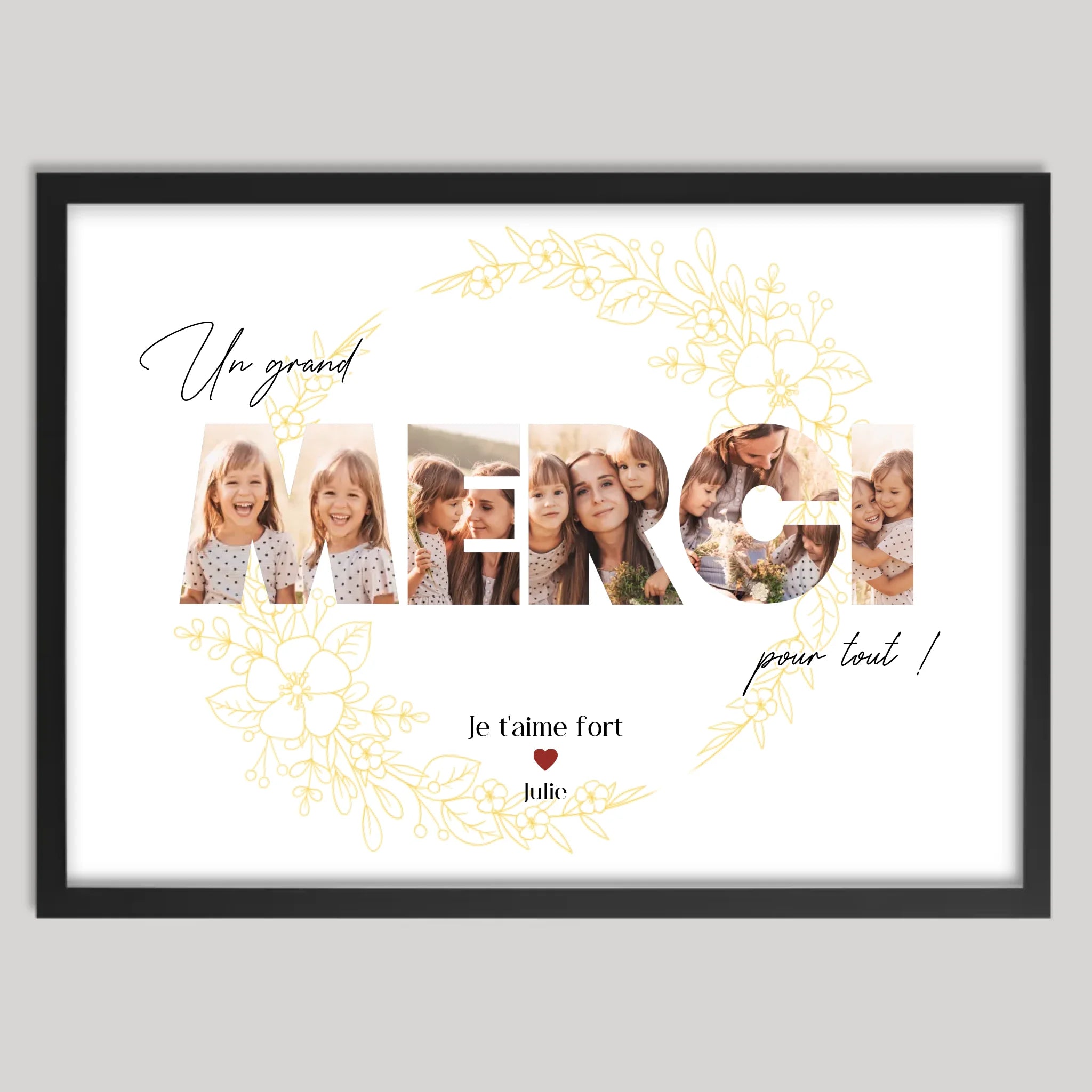 Cadre noir personnalisé cadeau