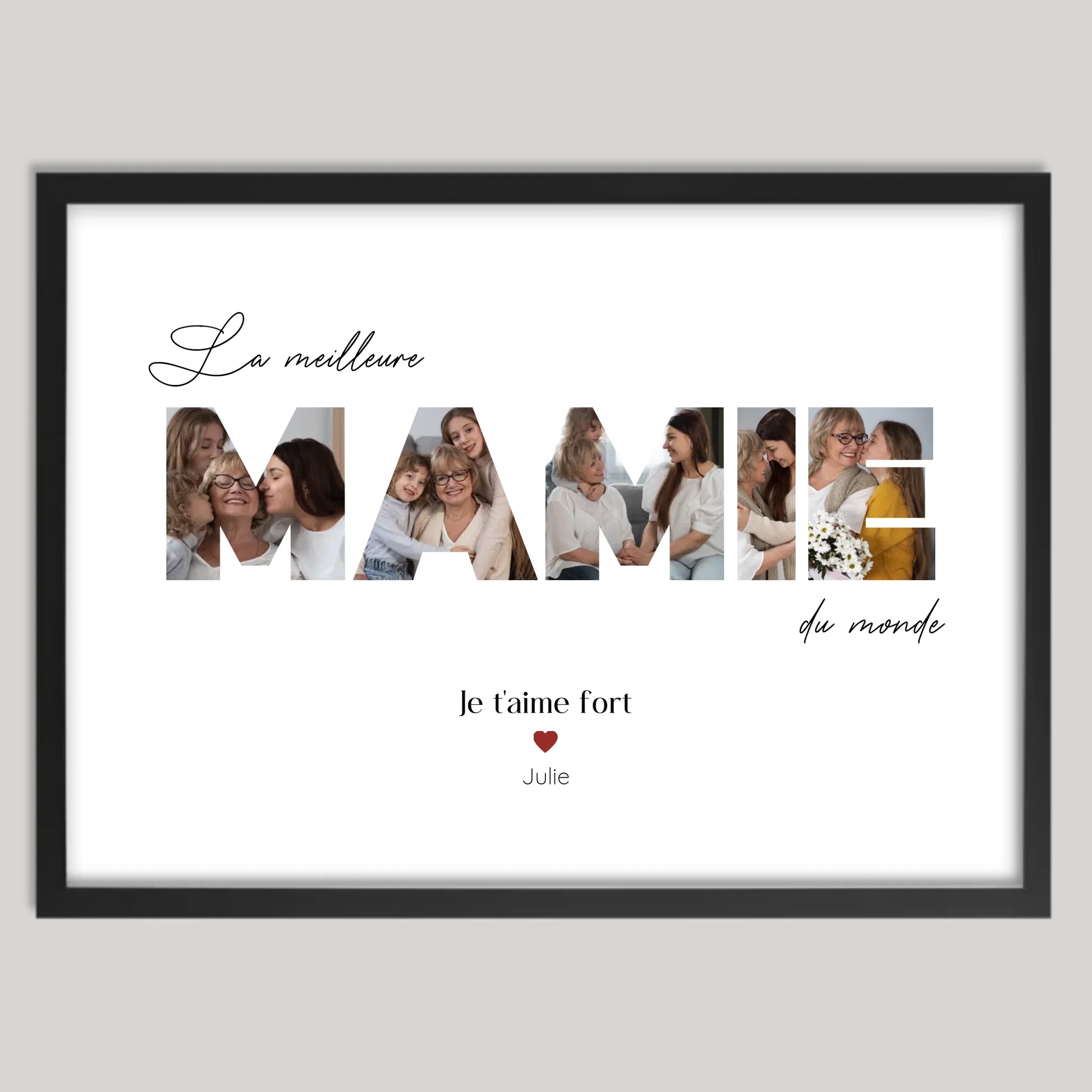 Cadre noir personnalisé cadeau