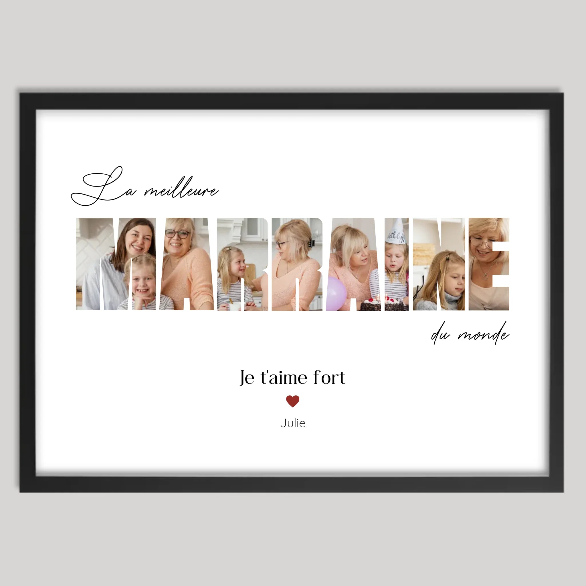 Cadre noir personnalisé cadeau