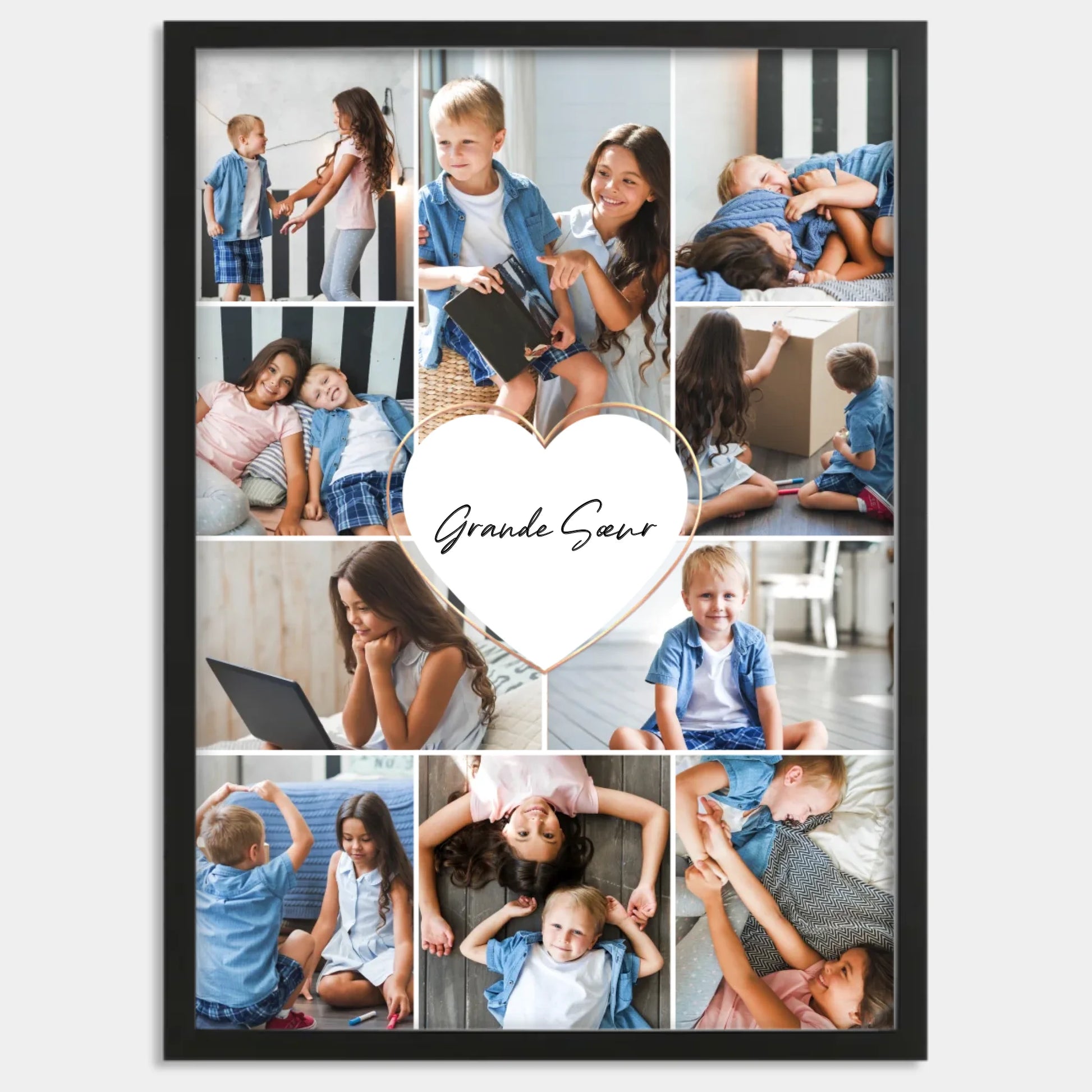 Cadre bois noir personnalisé cadeau