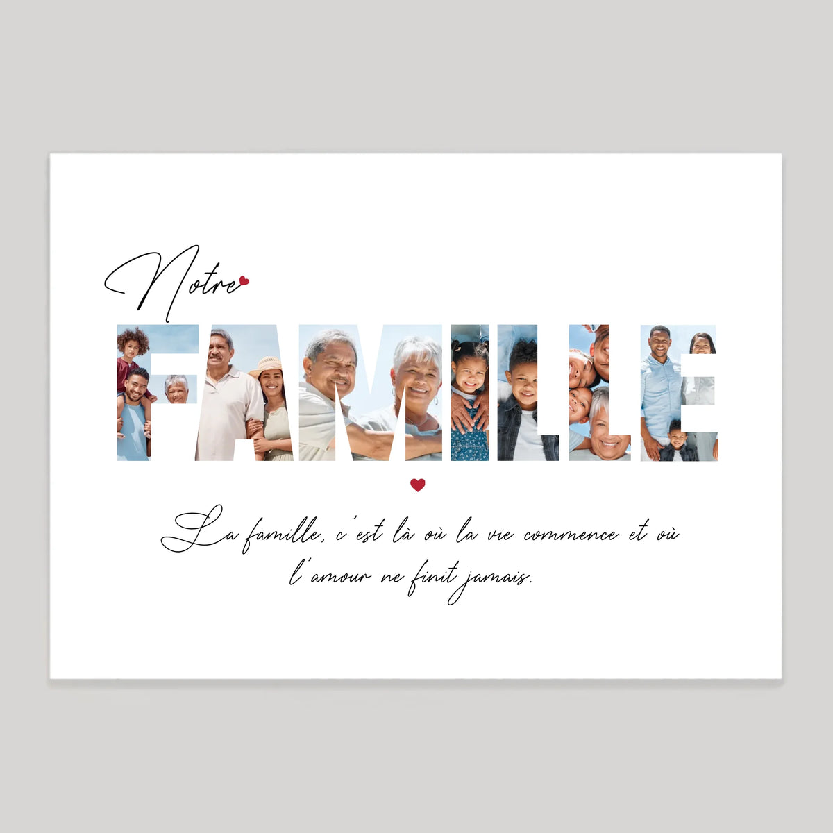 Affiche personnalisée notre famille - Cadre personnalisé lettres famil ...