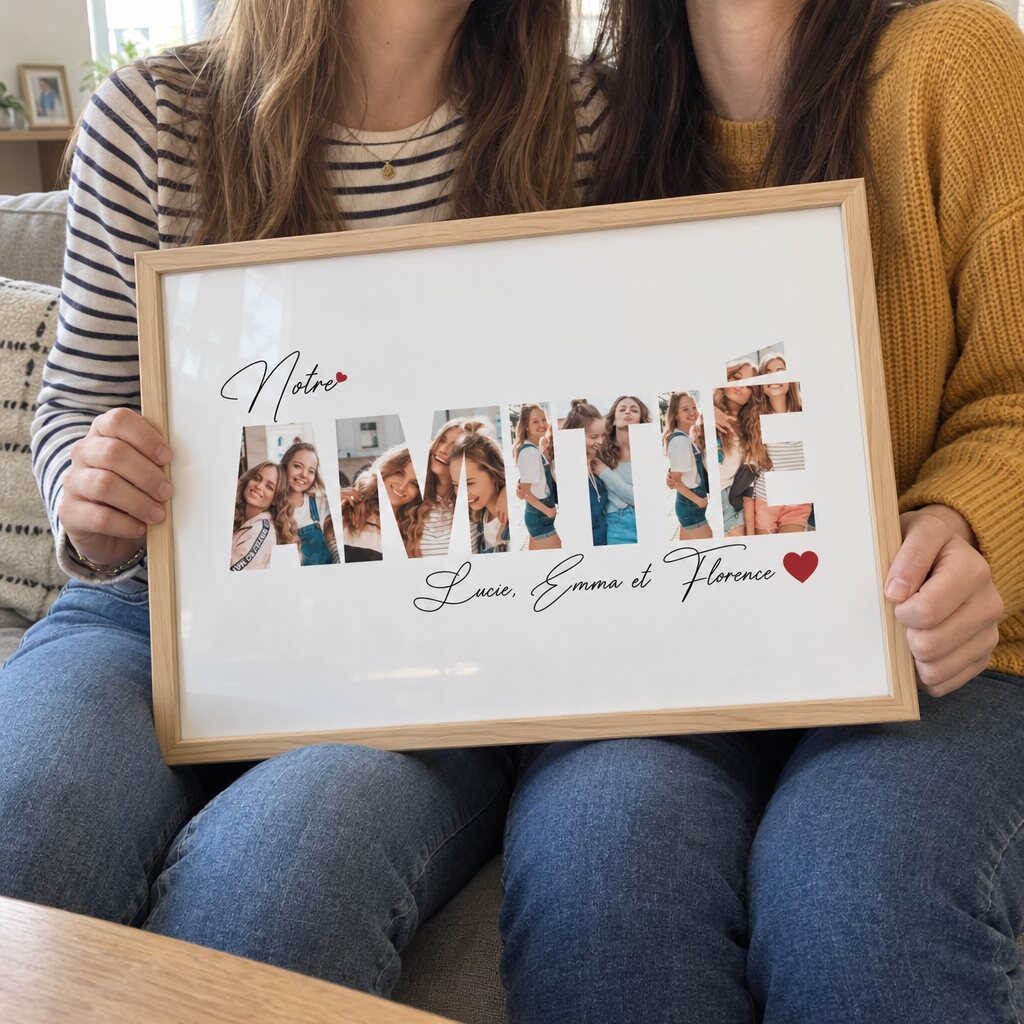 Affiche personnalisée « Notre amitié » avec photos