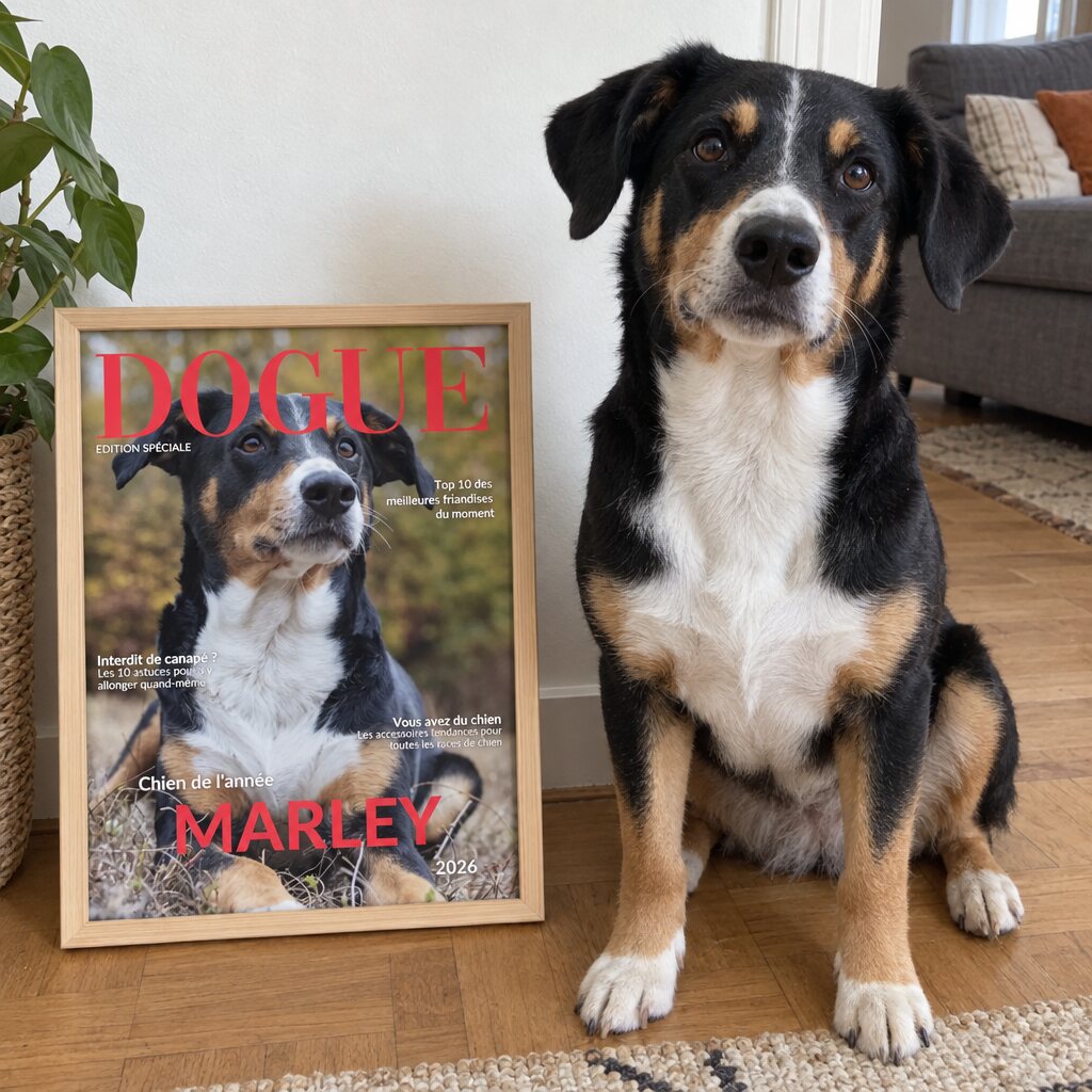 Couverture de magazine personnalisée avec la photo d'un chien