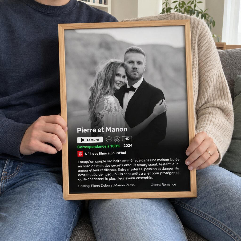 Affiche personnalisée style film pour un couple