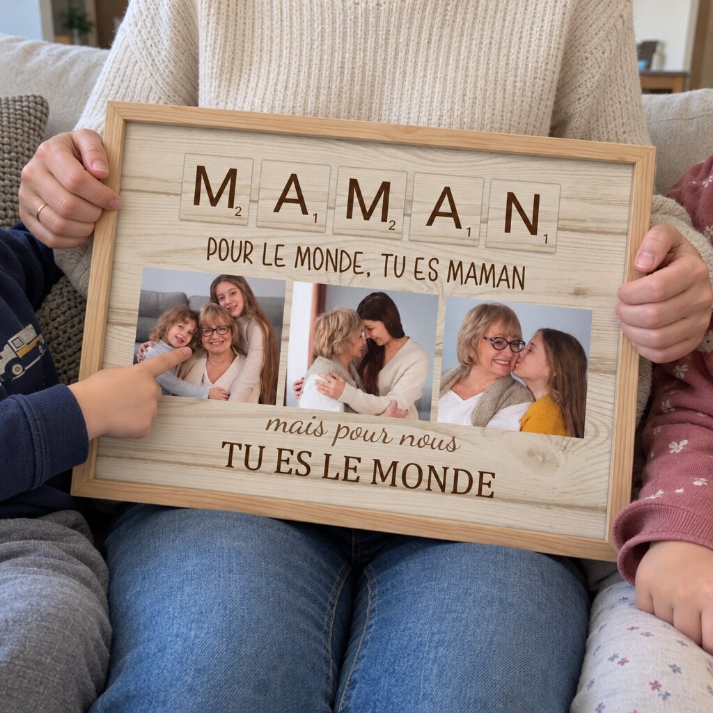 Affiche personnalisée « Maman, tu es le monde » avec photos