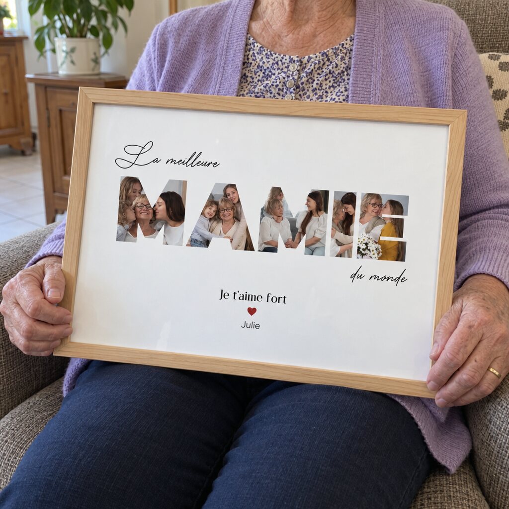 Cadre personnalisé « La meilleure mamie du monde » avec photos