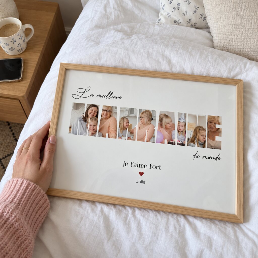 Cadre personnalisé « La meilleure marraine du monde » avec photos